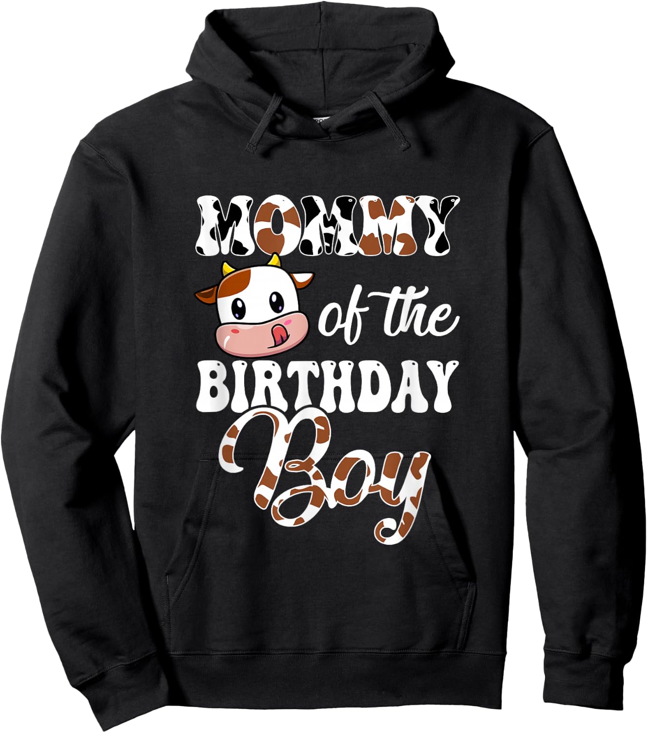 Mommy Of The Birthday Boy Cow Farm 1St Birthday Boy Hoodie - Hoodie | Black