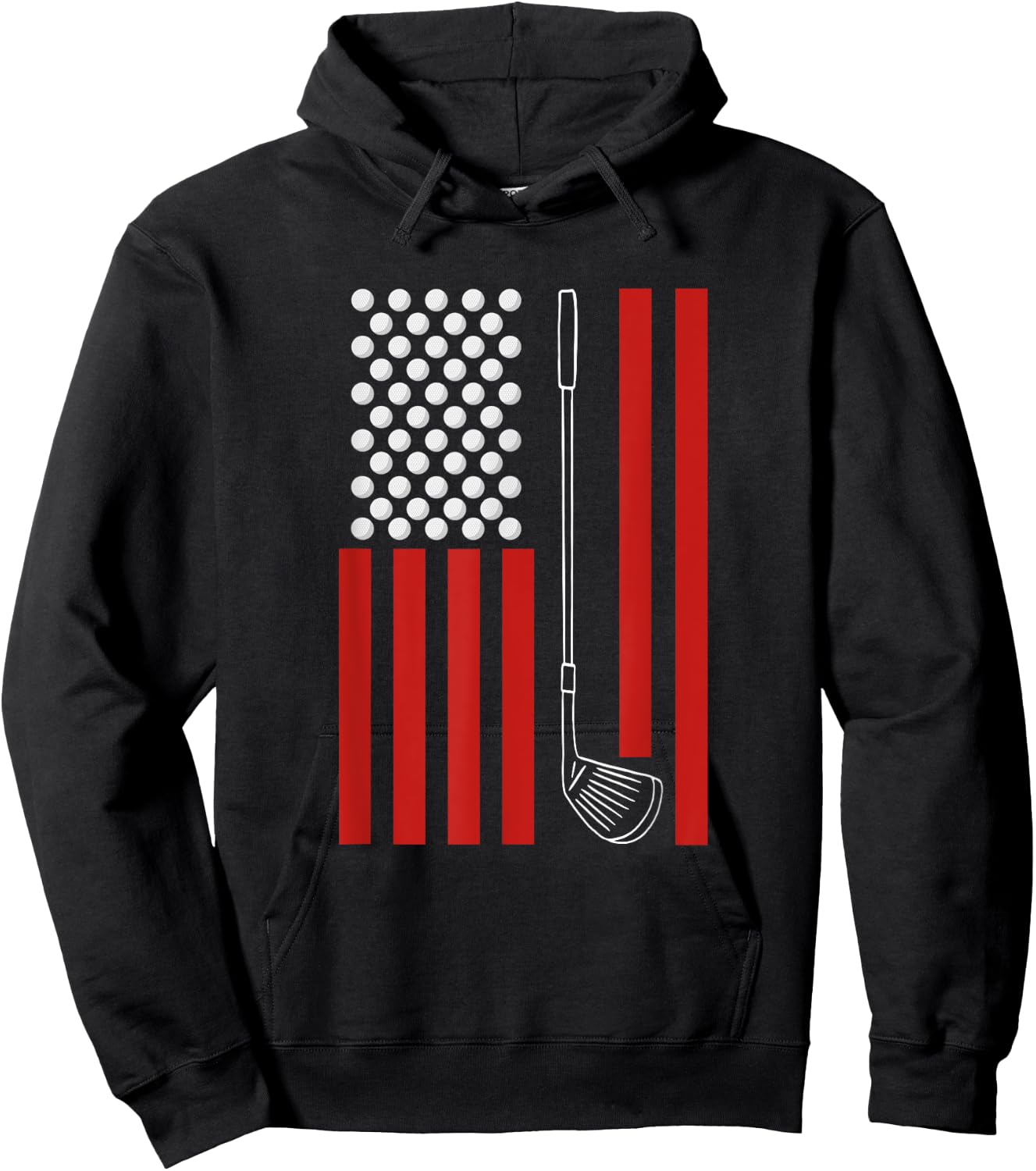 Retro American Flag Golf Gift Golfer Funny Golf Hoodie - Hoodie | Black