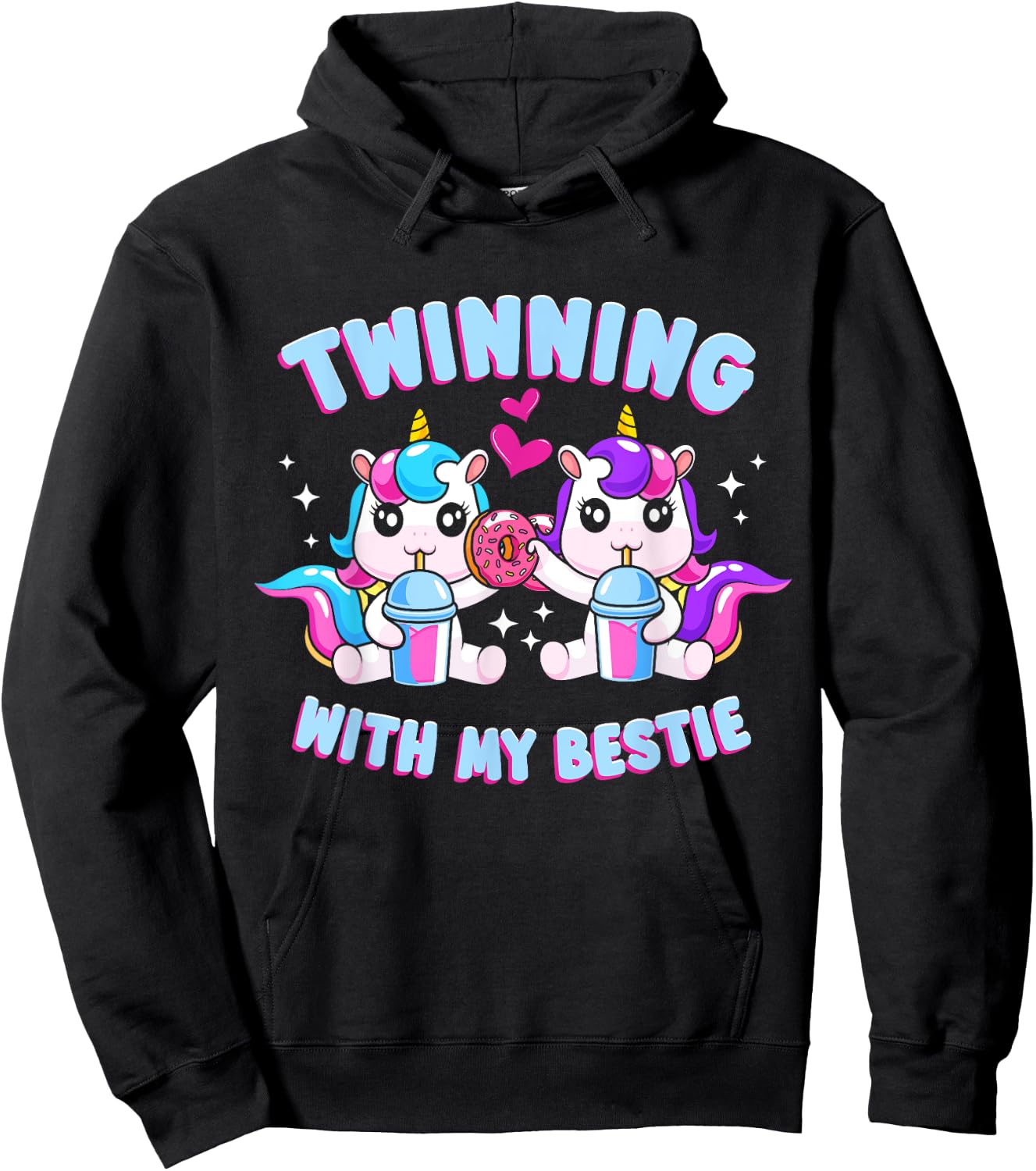 Friends Matching Twins Day Twinning With My Bestie Hoodie - Hoodie | Black