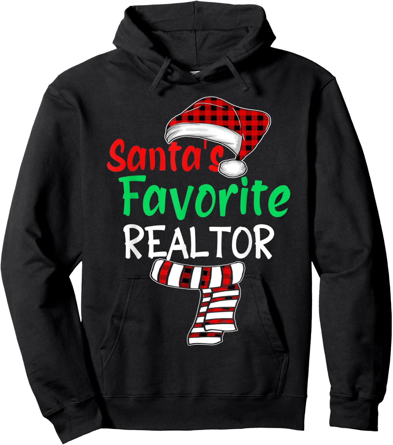 Christmas Pajama Santa Claus Shirt, Santa's Favorite Realtor Hoodie - Hoodie | Black