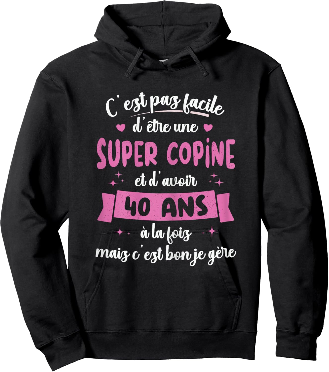 40 Years Funny Birthday Gift Super Girlfriend , Black Hoodie - Hoodie | Black