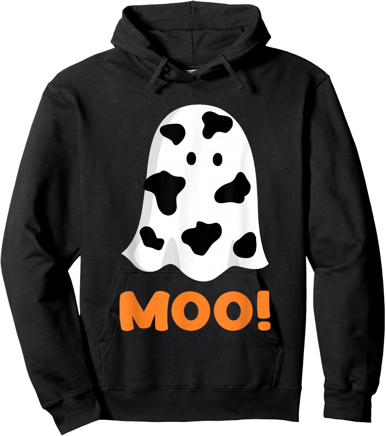 Funny cow print ghost with moo halloween costume Hoodie - Hoodie | Black