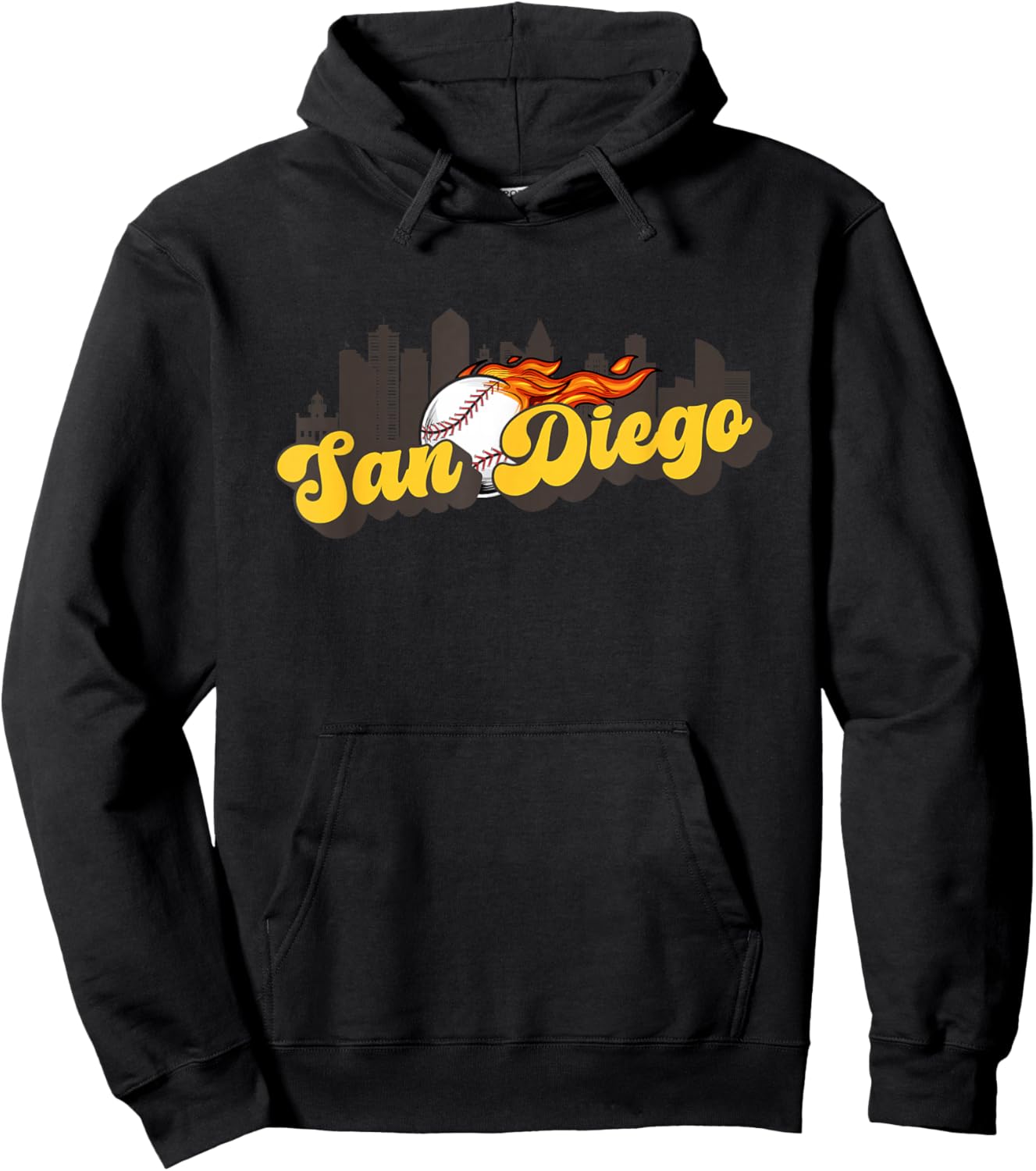 San Diego Baseball Vintage City Skyline Baseball Lover Hoodie - Hoodie | Black