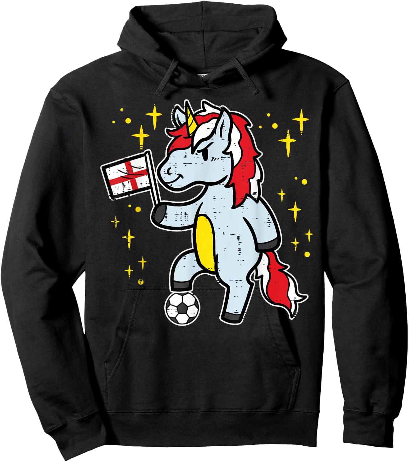 England Flag Unicorn Football Soccer Fan Women Girls Kids Hoodie - Hoodie | Black