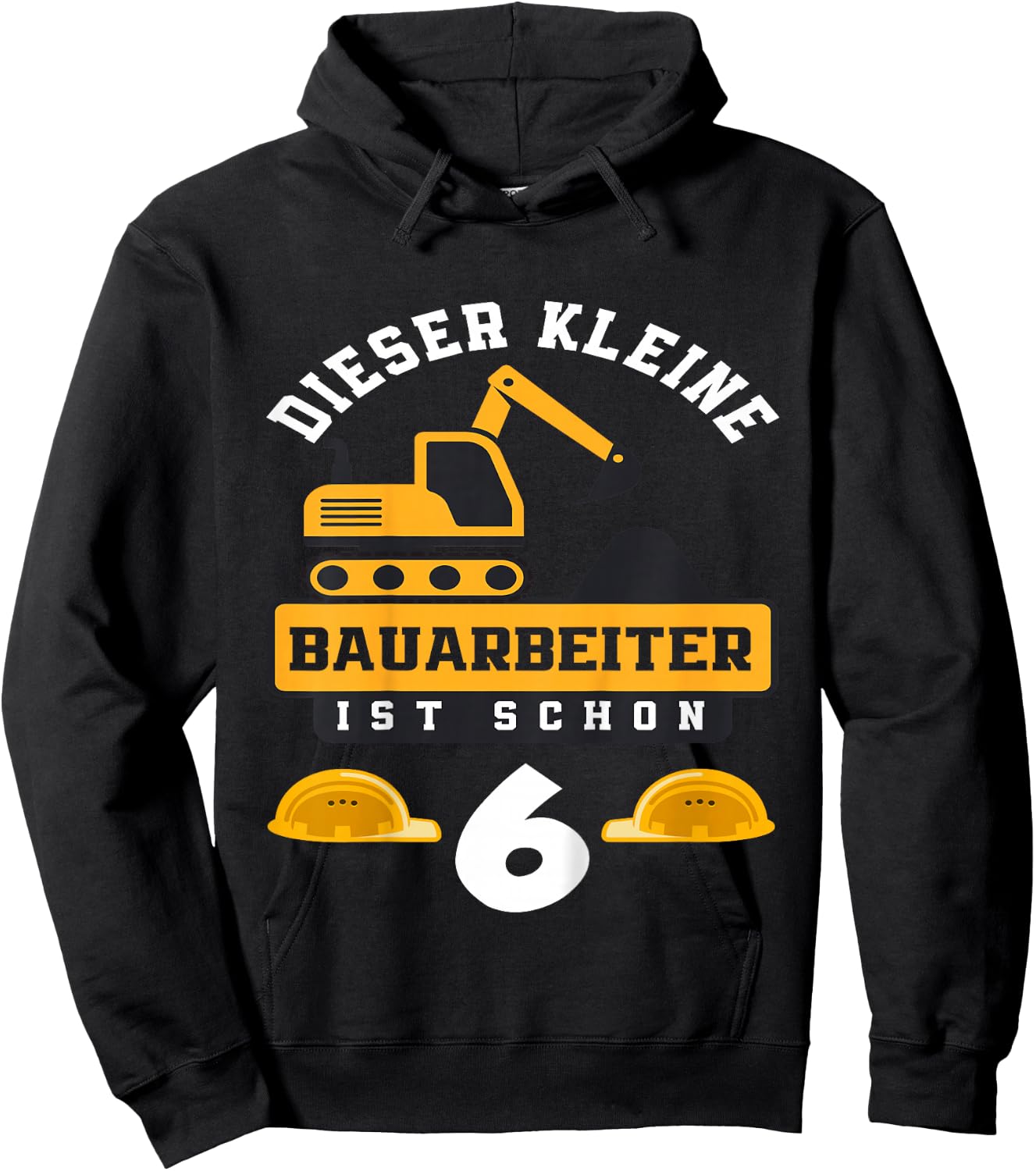 Children's Builder Worker 6th Birthday Boy 6 Years Digger Construction Site , black Hoodie - Hoodie | Black
