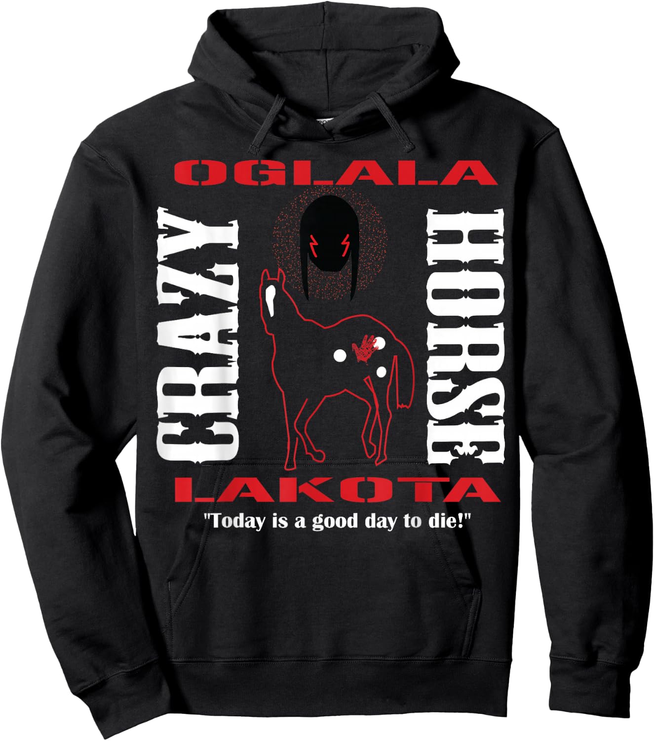Chief Crazy Horse Native American Warrior Lakota Sioux Pride Hoodie - Hoodie | Black
