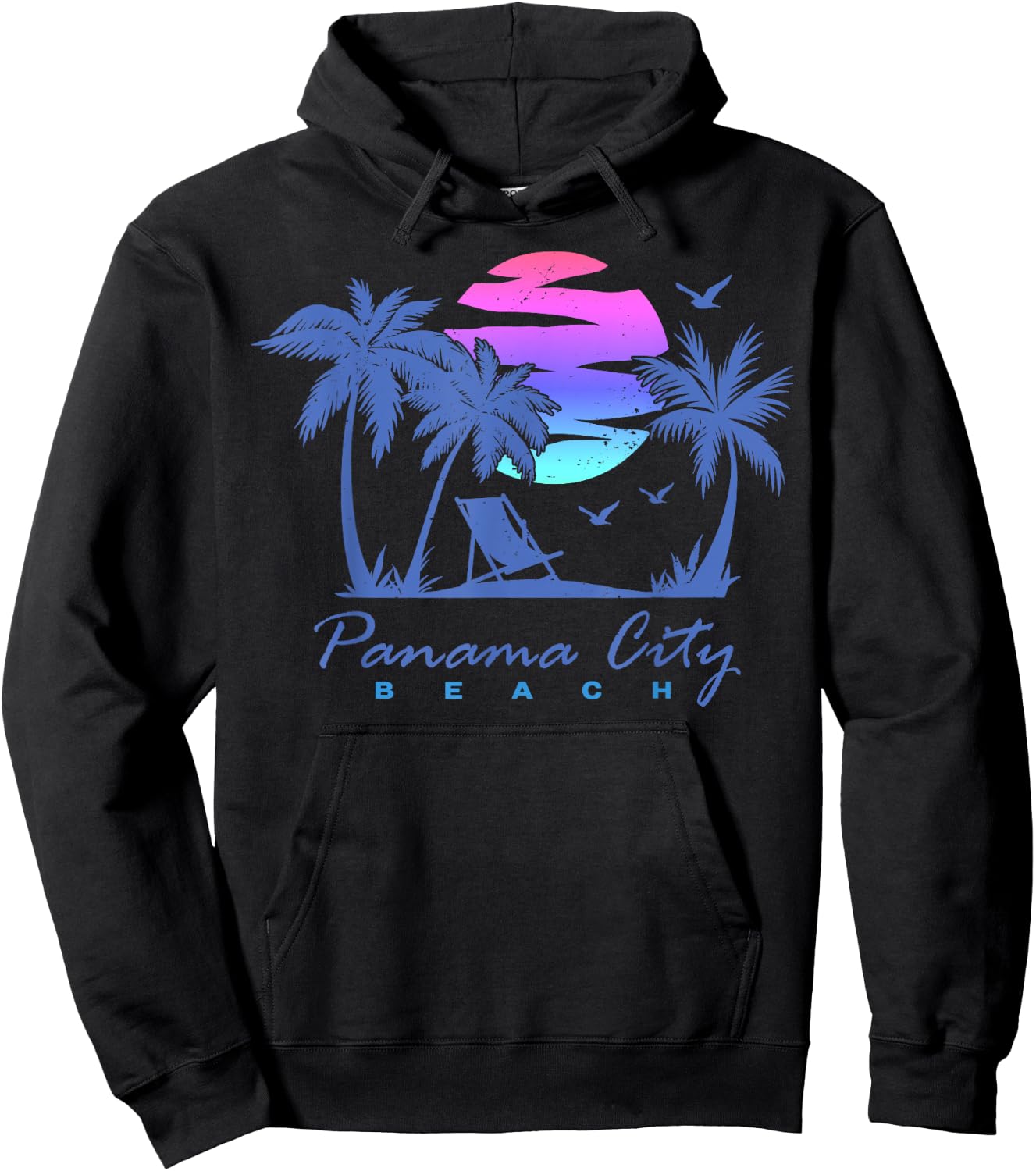 PANAMA CITY BEACH Florida Vacation Trip Retro Vintage Sunset Hoodie - Hoodie | Black