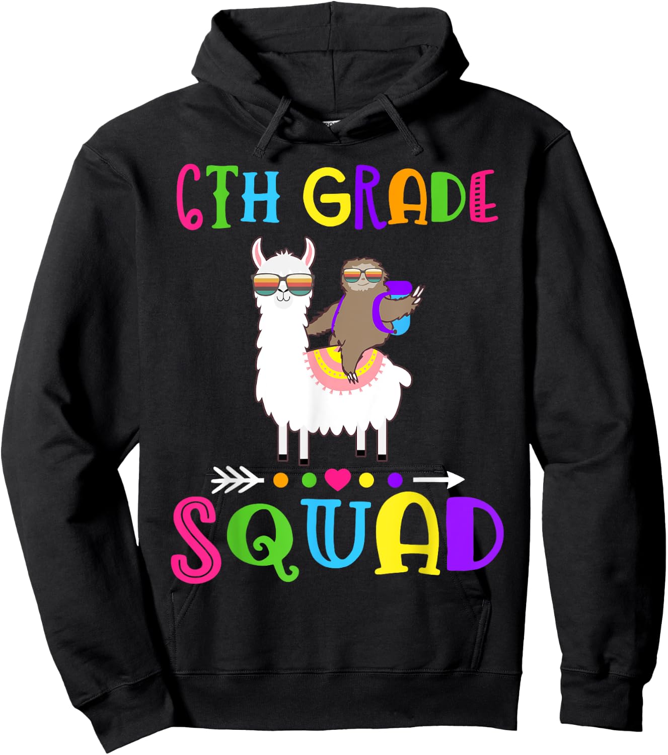 Team 6th Grade Squad Teacher 1st Day of School Hoodie - Hoodie | Black