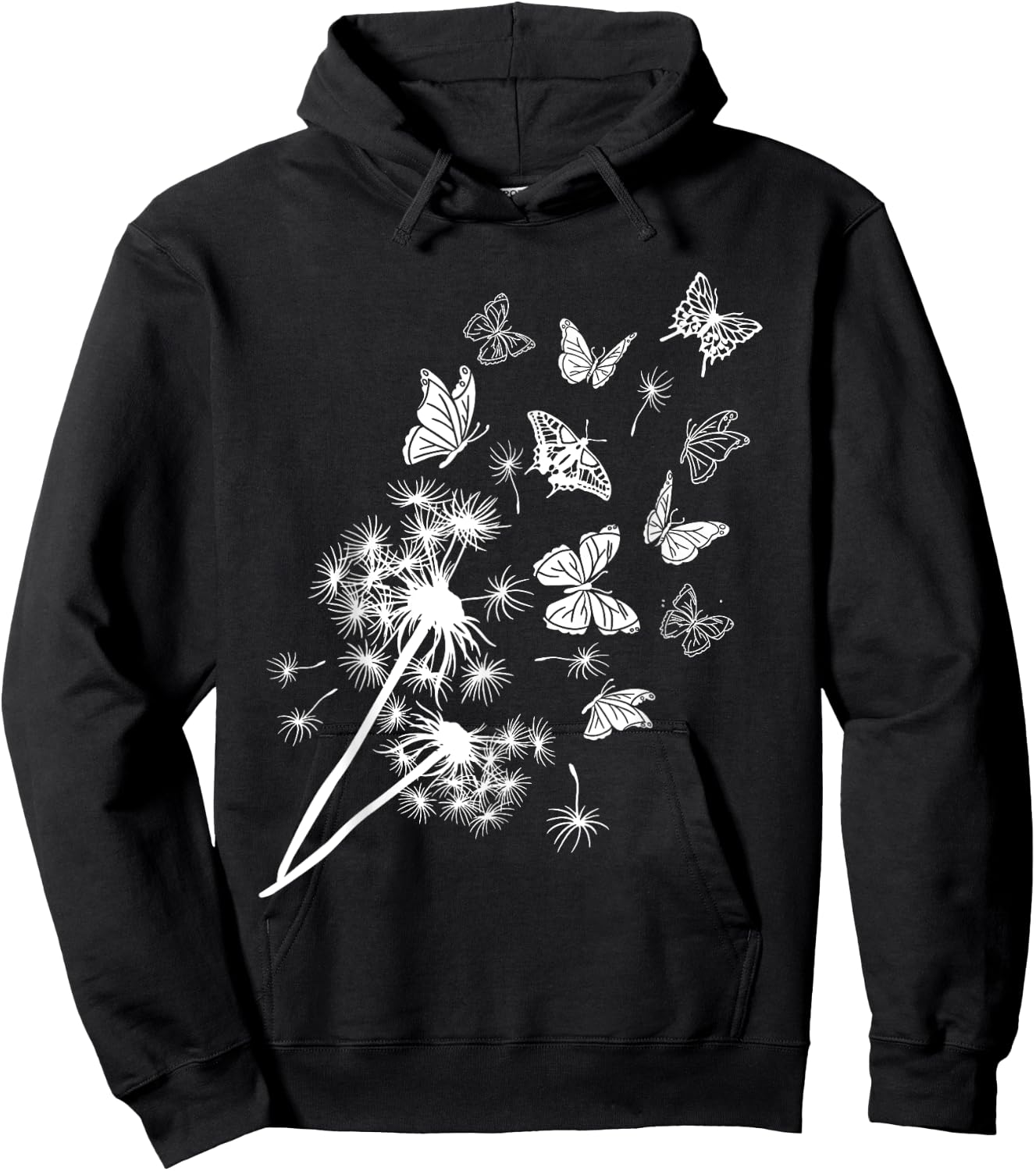 Pusteblume Butterblume mit Schmetterlingen Im Garten Hoodie - Hoodie | Black