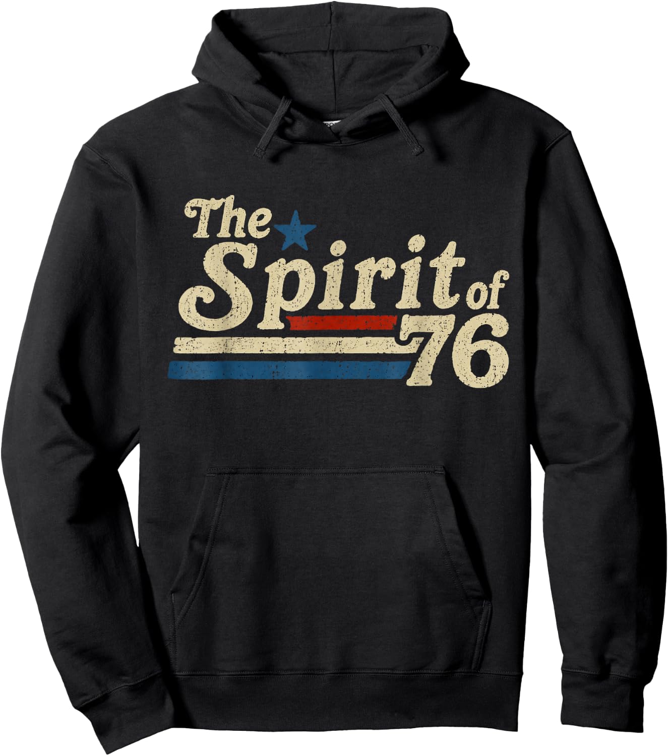 Retro Spirit of 76 250th Anniversary Patriotic 4th of July Hoodie - Hoodie | Black