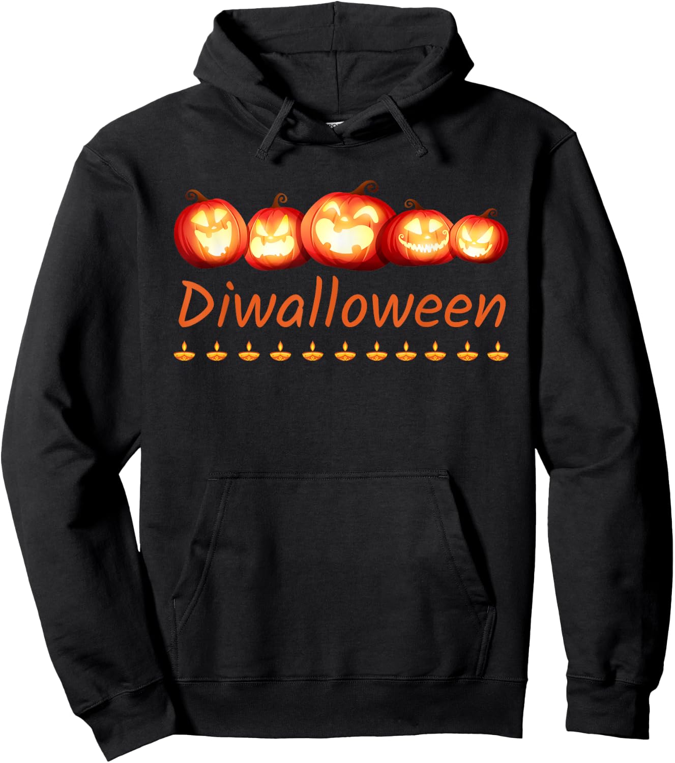 Diwalloween Diwali Halloween Ghost Pumpkin Lantern Deepavali Hoodie - Hoodie | Black