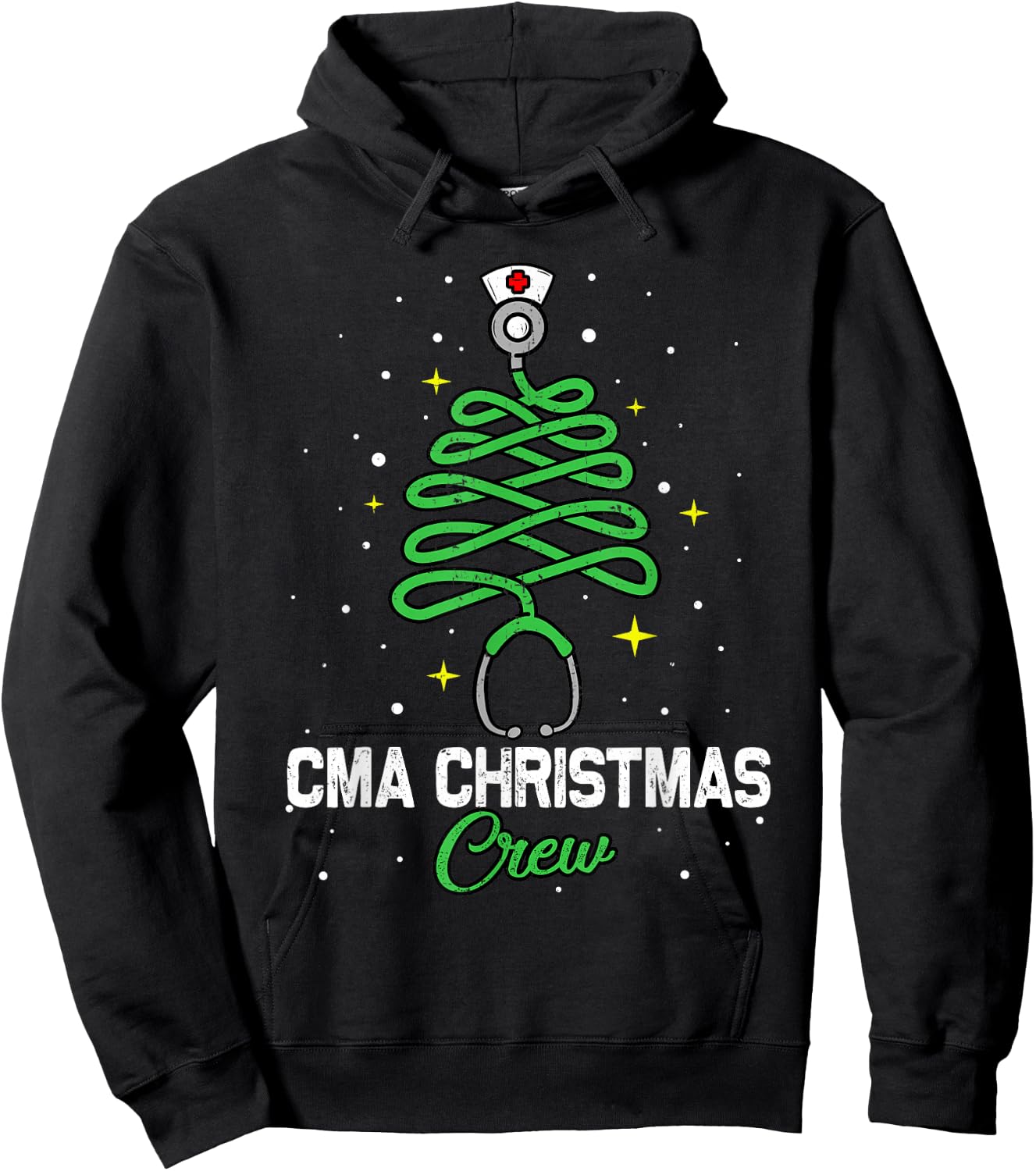 CMA Christmas Crew Cute Christmas Tree Xmas Lights Nurse Hoodie - Hoodie | Black