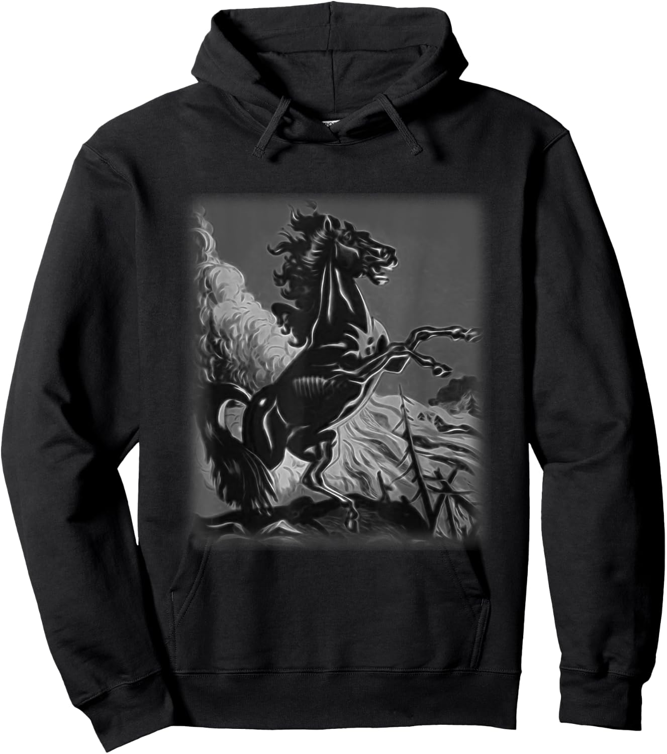 Black Horse Shirt, Rearing Stallion for Horse Lovers Hoodie - Hoodie | Black