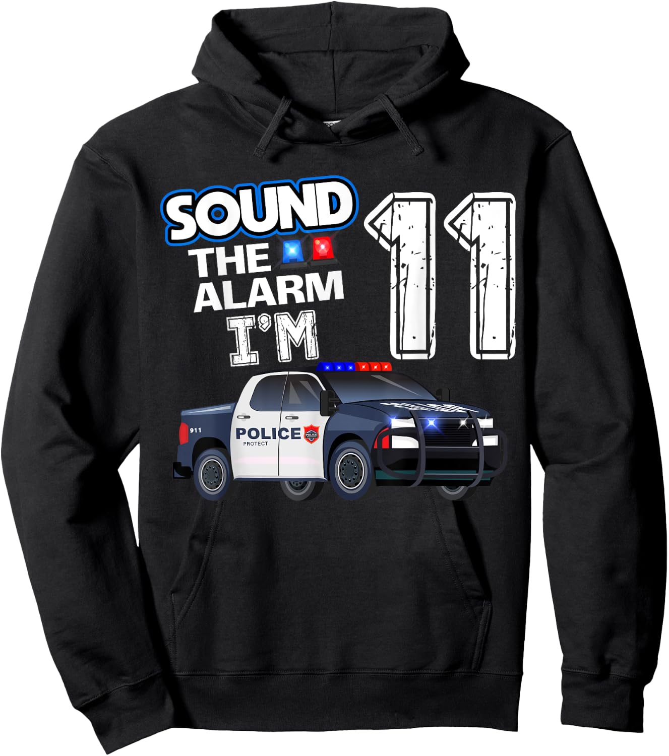 11th B-Day Police Car Policeman Officer Birthday 11 Year Old Hoodie - Hoodie | Black