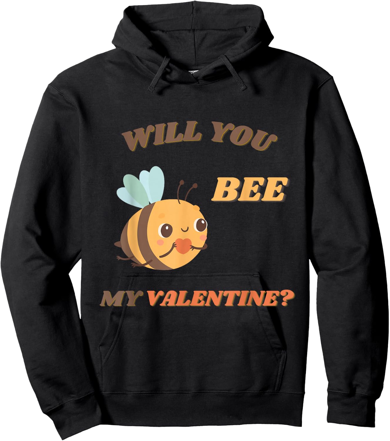 Will you bee my Valentine? Funny and Cute Valentines Day Bee Hoodie - Hoodie | Black