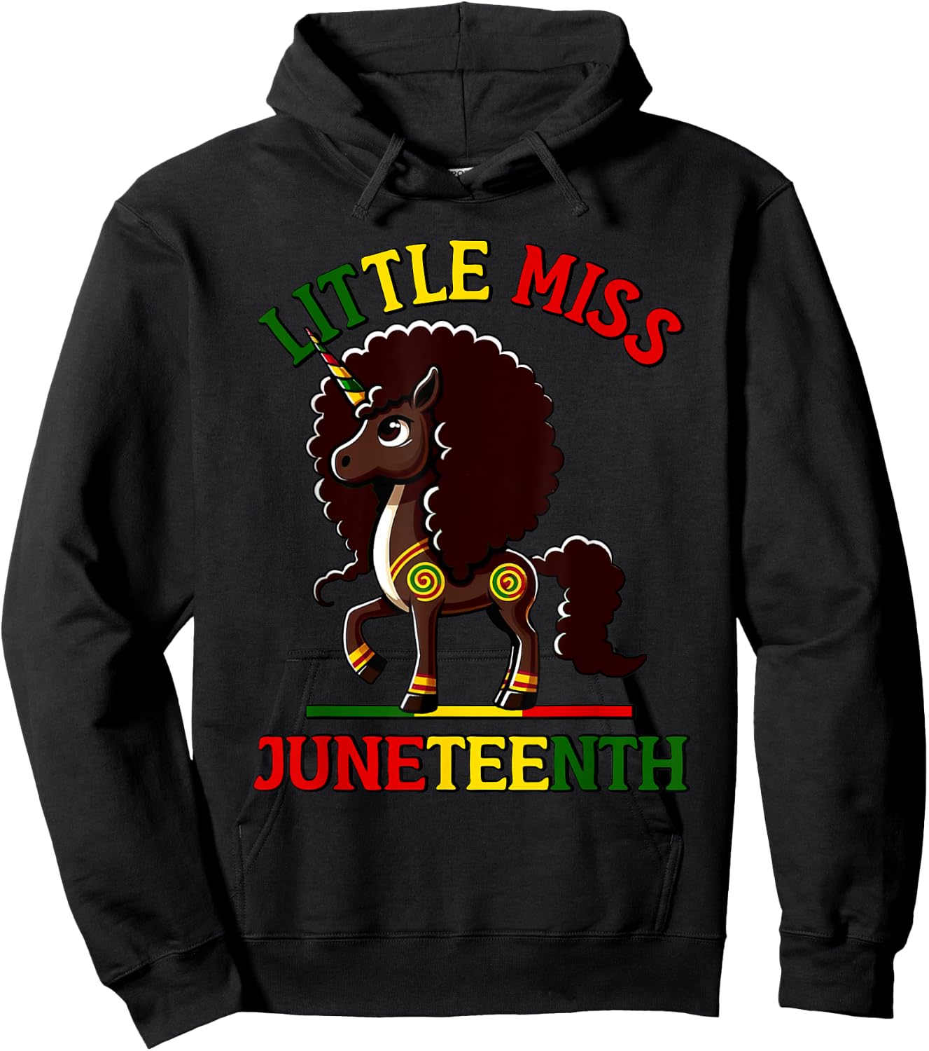 Little Miss Juneteenth 2025 Unicorn Hoodie - Hoodie | Black