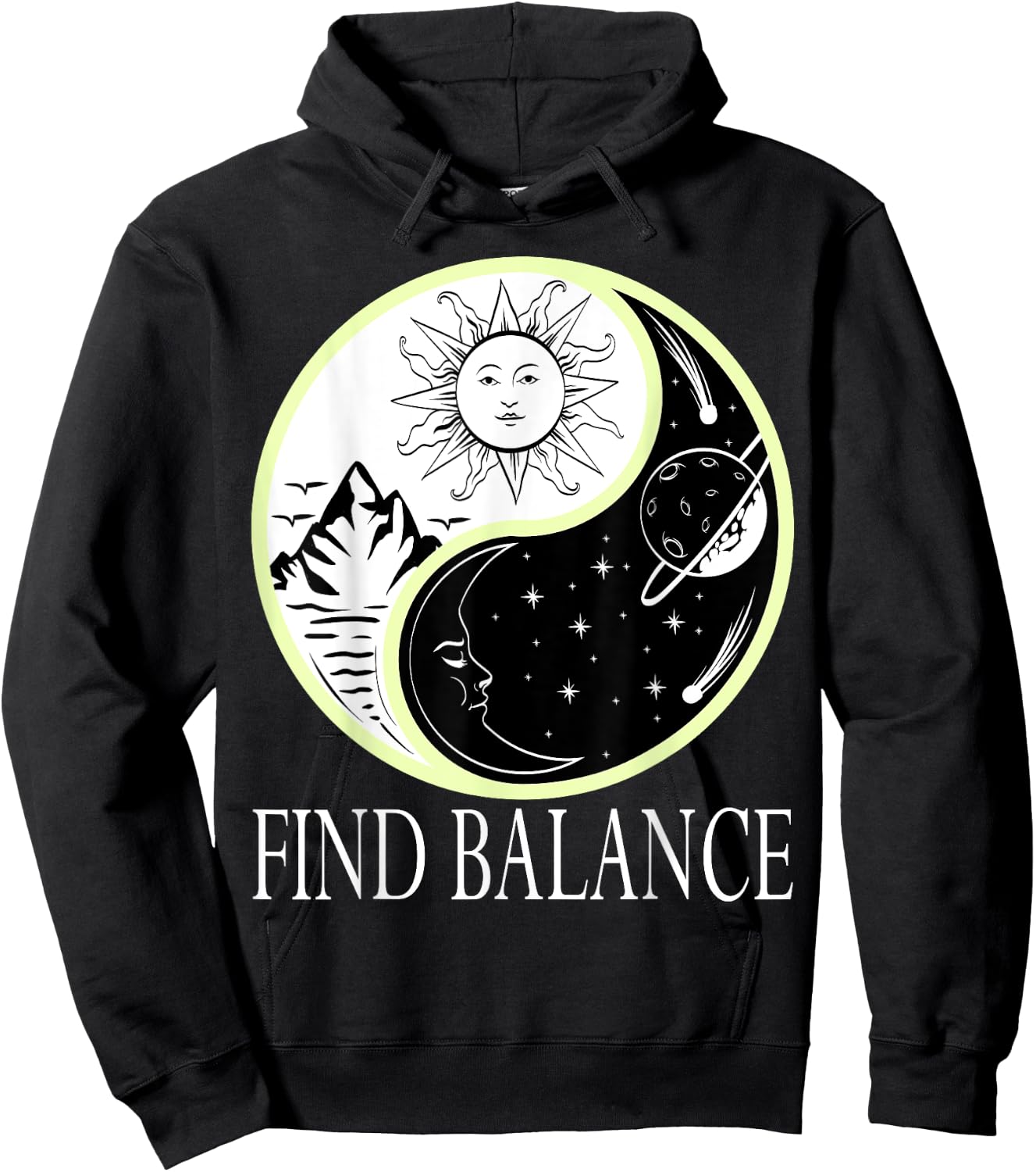 Find Balance Yin Yang Positive Vibes Yoga Motivation Hoodie - Hoodie | Black