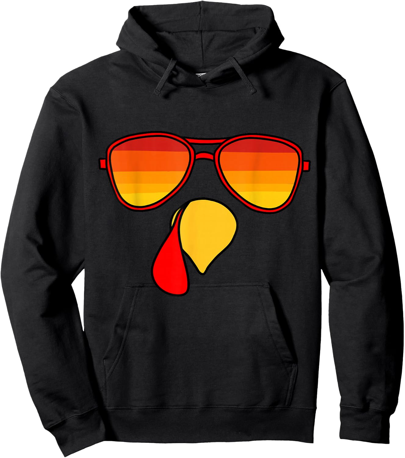 Retro Turkey Face Happy Thanksgiving Kids Toddler Boys Hoodie - Hoodie | Black