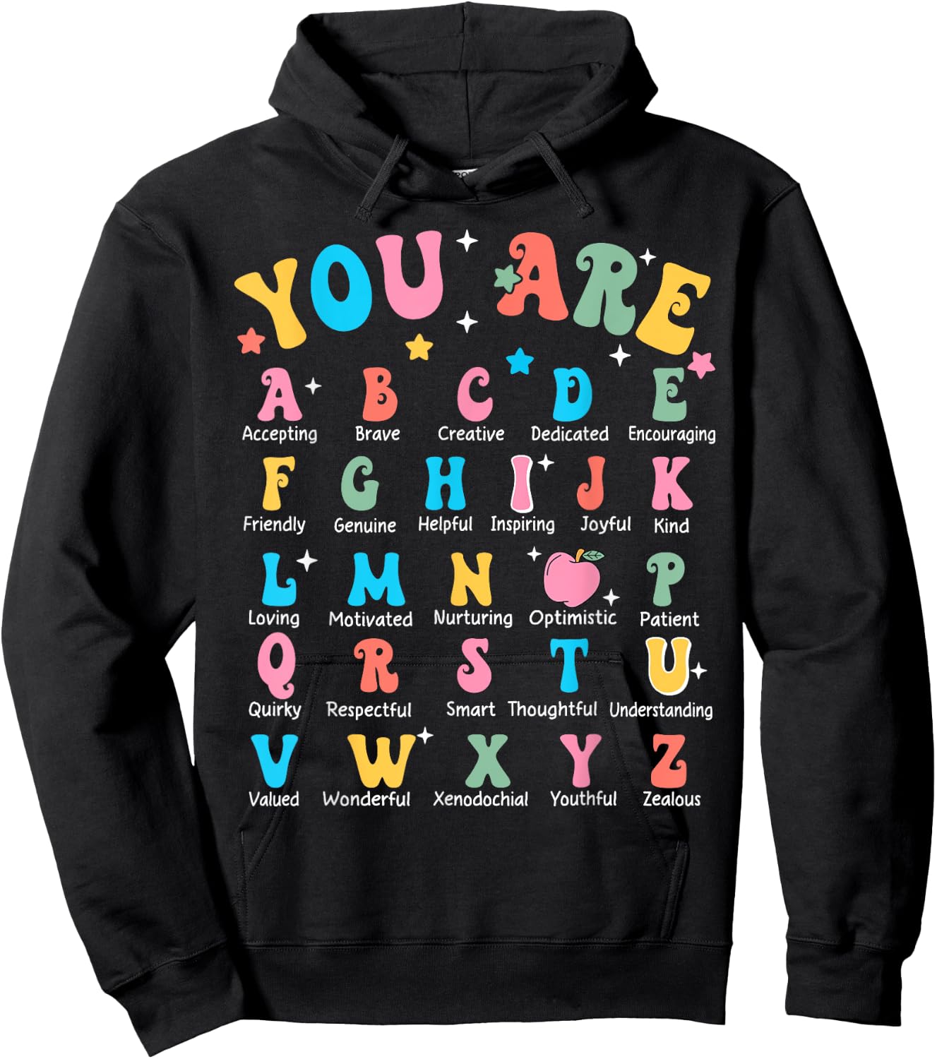 Alphabet Kindergarten Elementary School Teachers Students Hoodie - Hoodie | Black