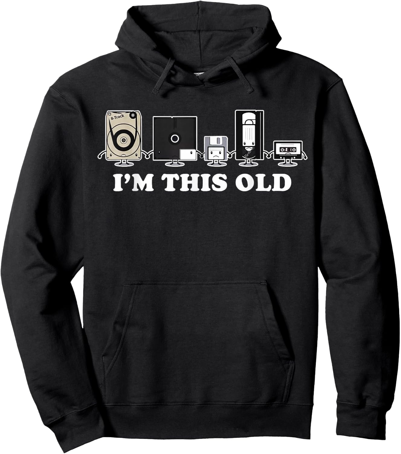 I'm This Old Retro Vintage Cassette Tape Floppy Disk VHS Hoodie - Hoodie | Black