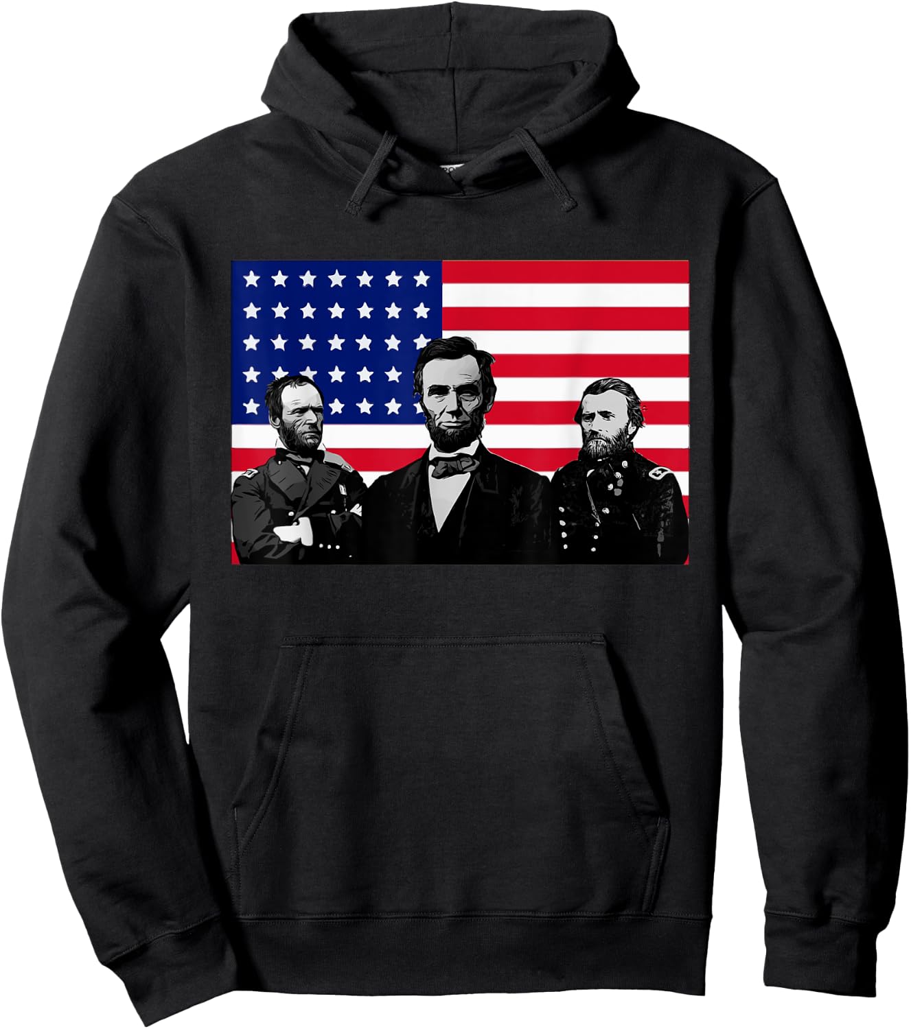 Lincoln and his Generals Grant and Sherman Civil War Hoodie - Hoodie | Black