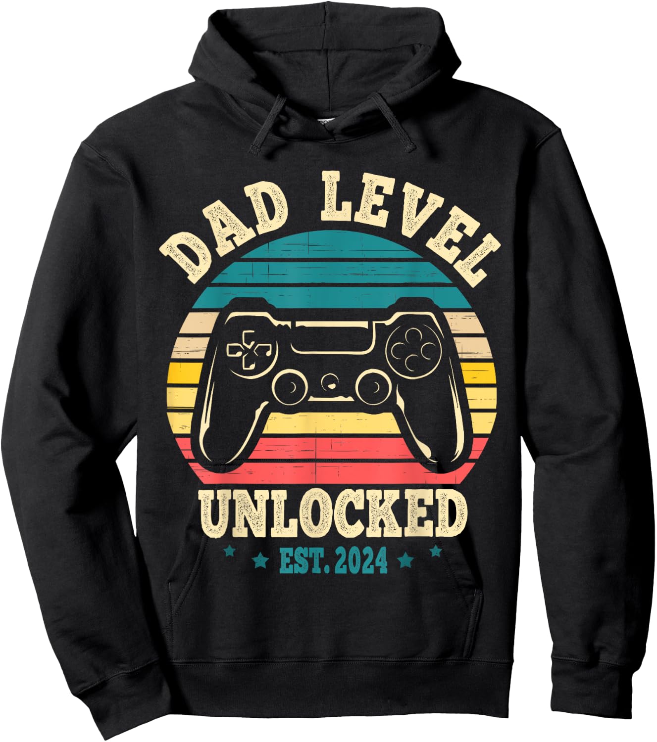 Dad Level Unlocked Est. 2024 New Daddy I Leveled Up To Dad Hoodie - Hoodie | Black