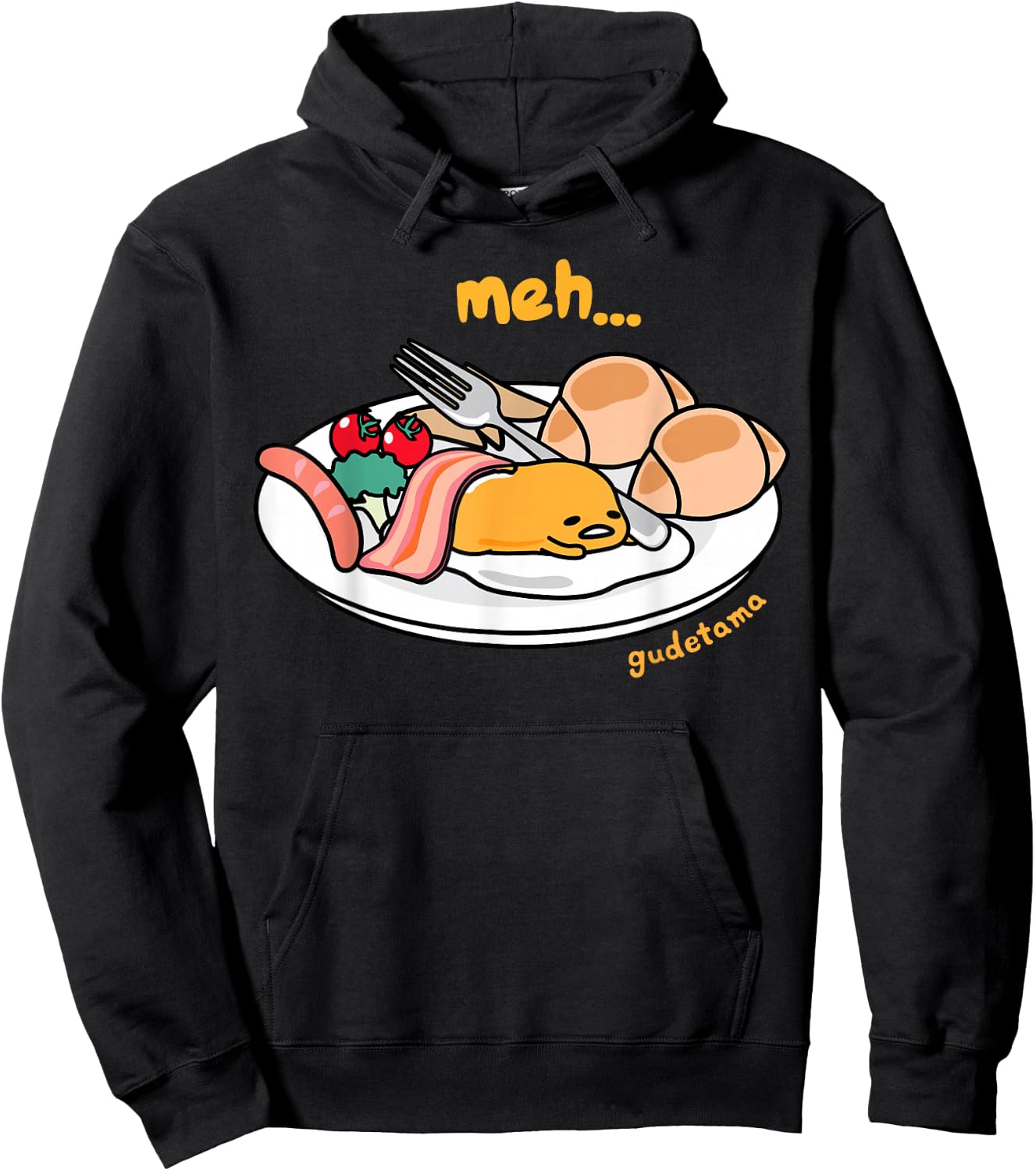 Gudetama "Meh" Breakfast Shirt Hoodie - Hoodie | Black