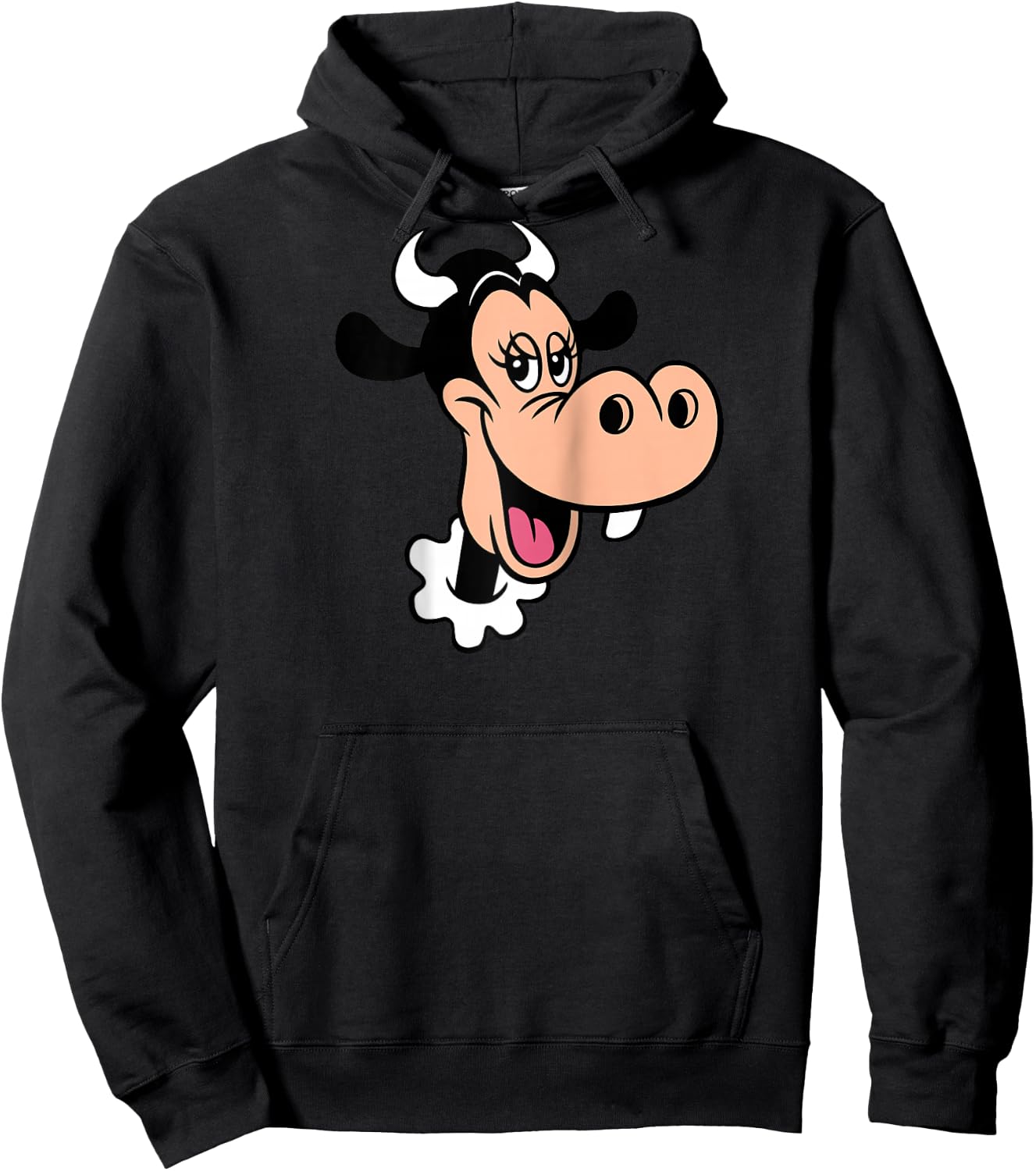 Disney Clarabelle Cow Big Face Costume Raglan Baseball Hoodie - Hoodie | Black