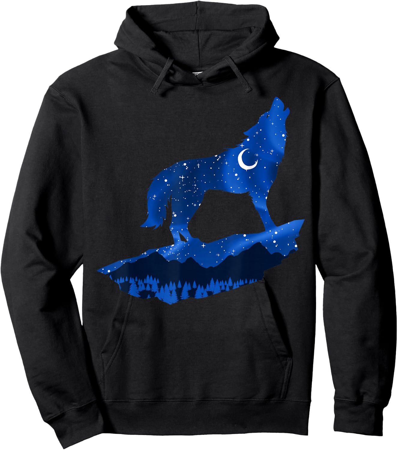 Wolf Starry Sky Moon Wolves Mountain Wildlife Pack Hunter Hoodie - Hoodie | Black