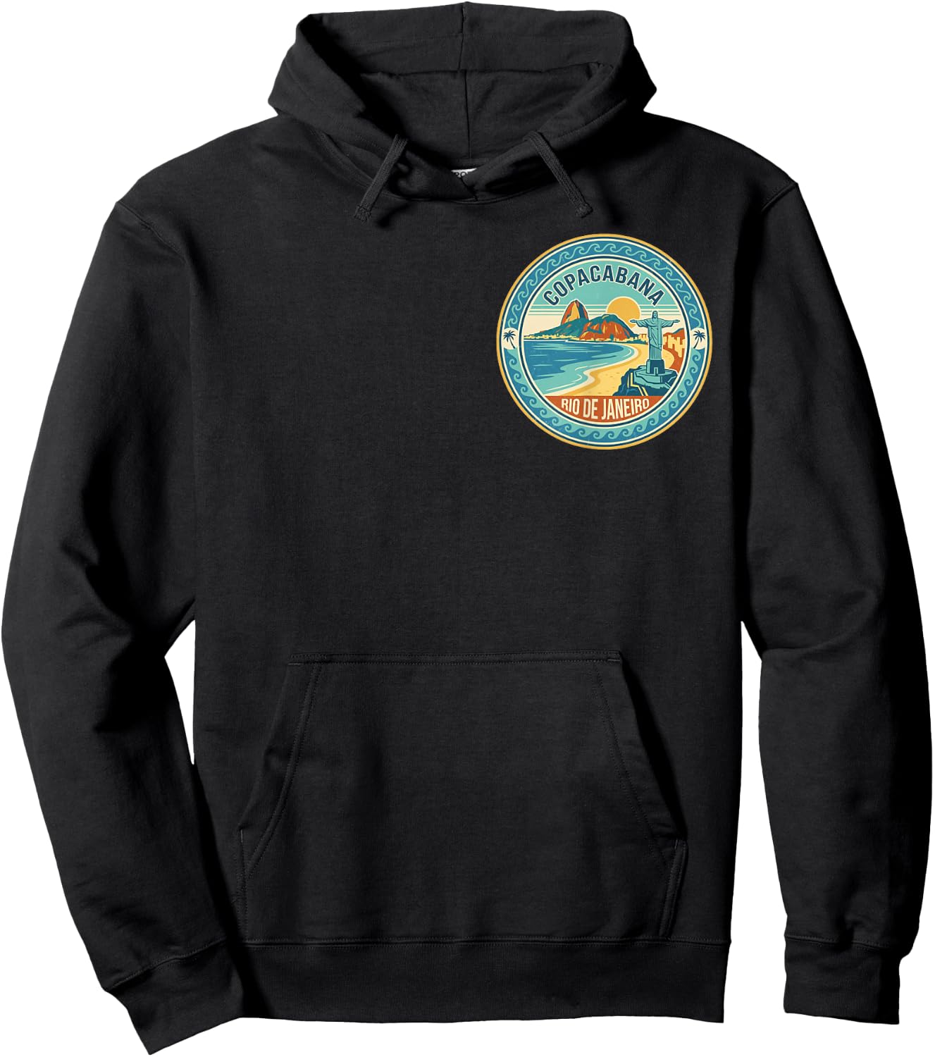 Copacabana Rio de Janeiro Brazil Retro Beach Sunset Vintage Hoodie - Hoodie | Black