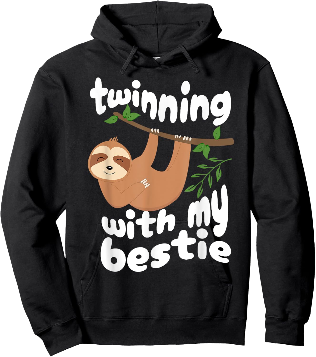 Cute Twinning Sloth Bestie Spirit Week Twin Day Best Friend Hoodie - Hoodie | Black