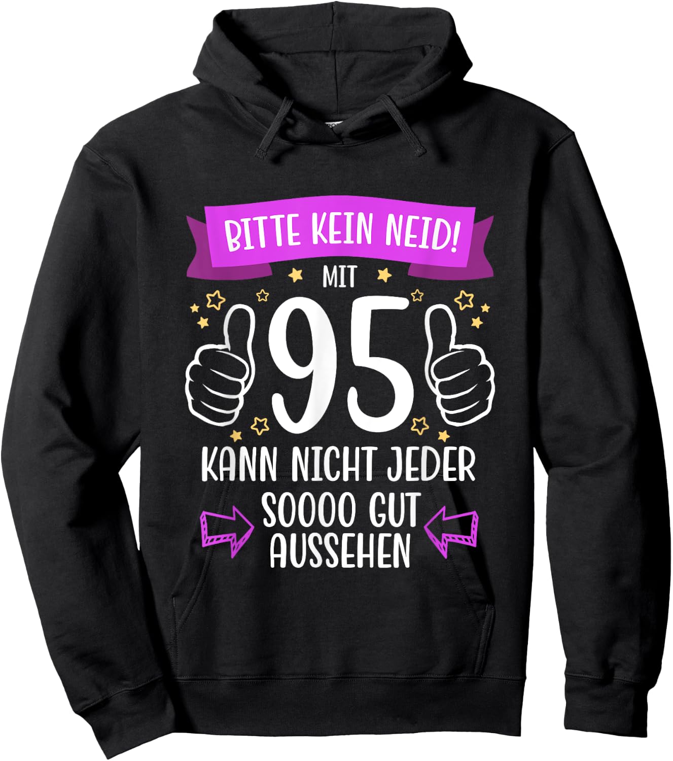 Decorative 95th Birthday Woman Man Gift Box Funny 95 Years , black, s Hoodie - Hoodie | Black