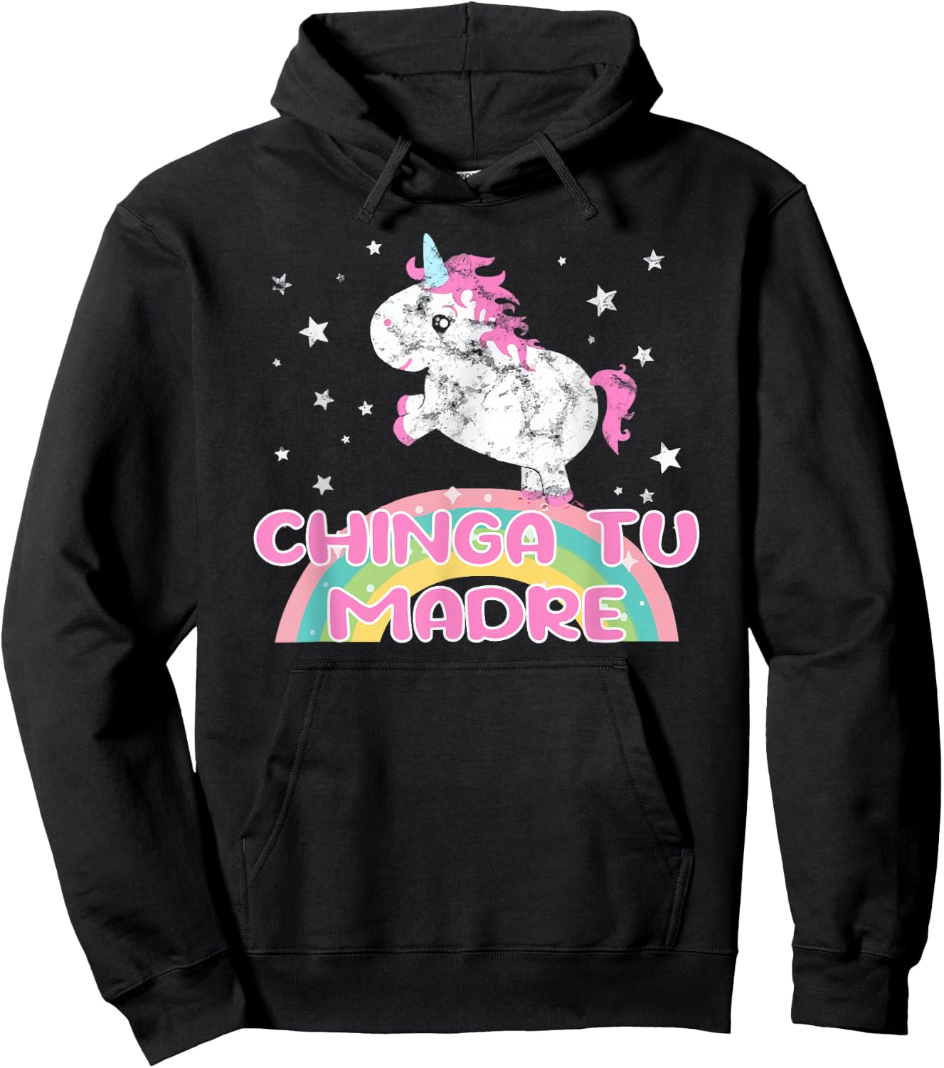 Chinga Tu Madre Rainbow Unicorn Funny Quotes Sayings Humor Hoodie - Hoodie | Black