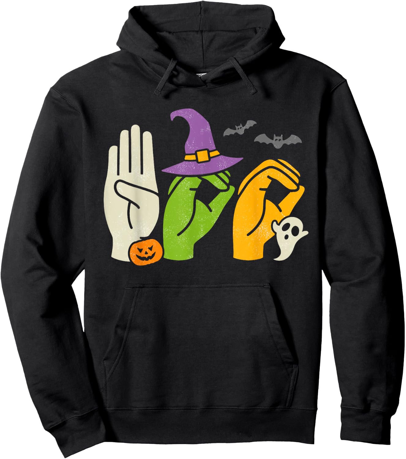 Boo Hands American Sign Language Pride ASL Halloween Witch Hoodie - Hoodie | Black