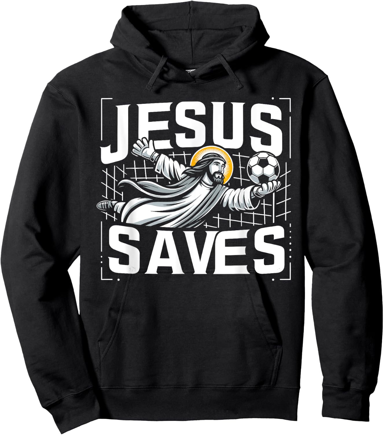 Vintage Jesus Saves Soccer Goalie Hoodie - Hoodie | Black