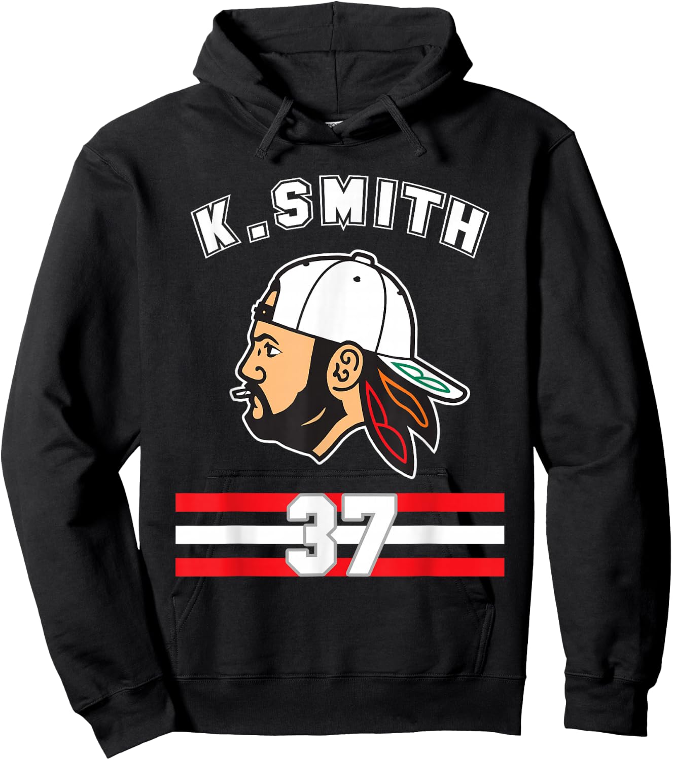 Kevin Smith VASHL Street Hockey League Jersey Team Hawks 37 Hoodie - Hoodie | Black