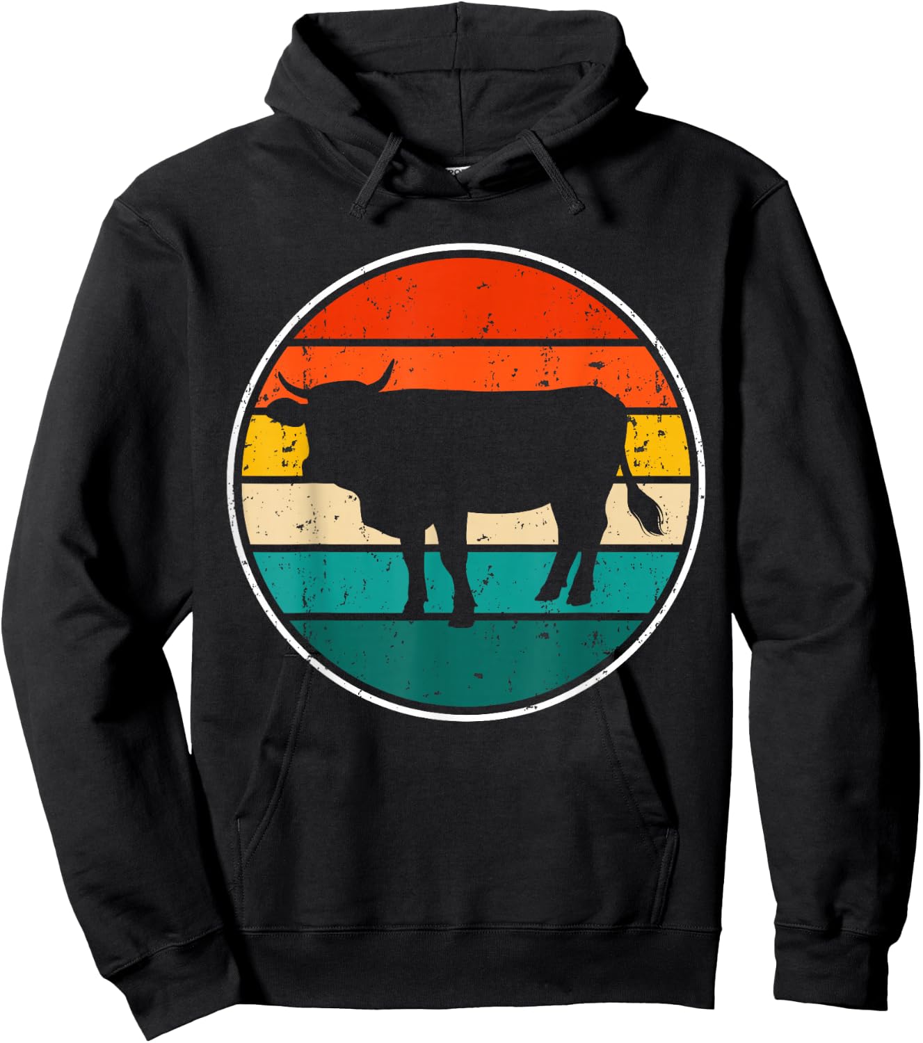 Cow Sunset Vintage Hoodie - Hoodie | Black