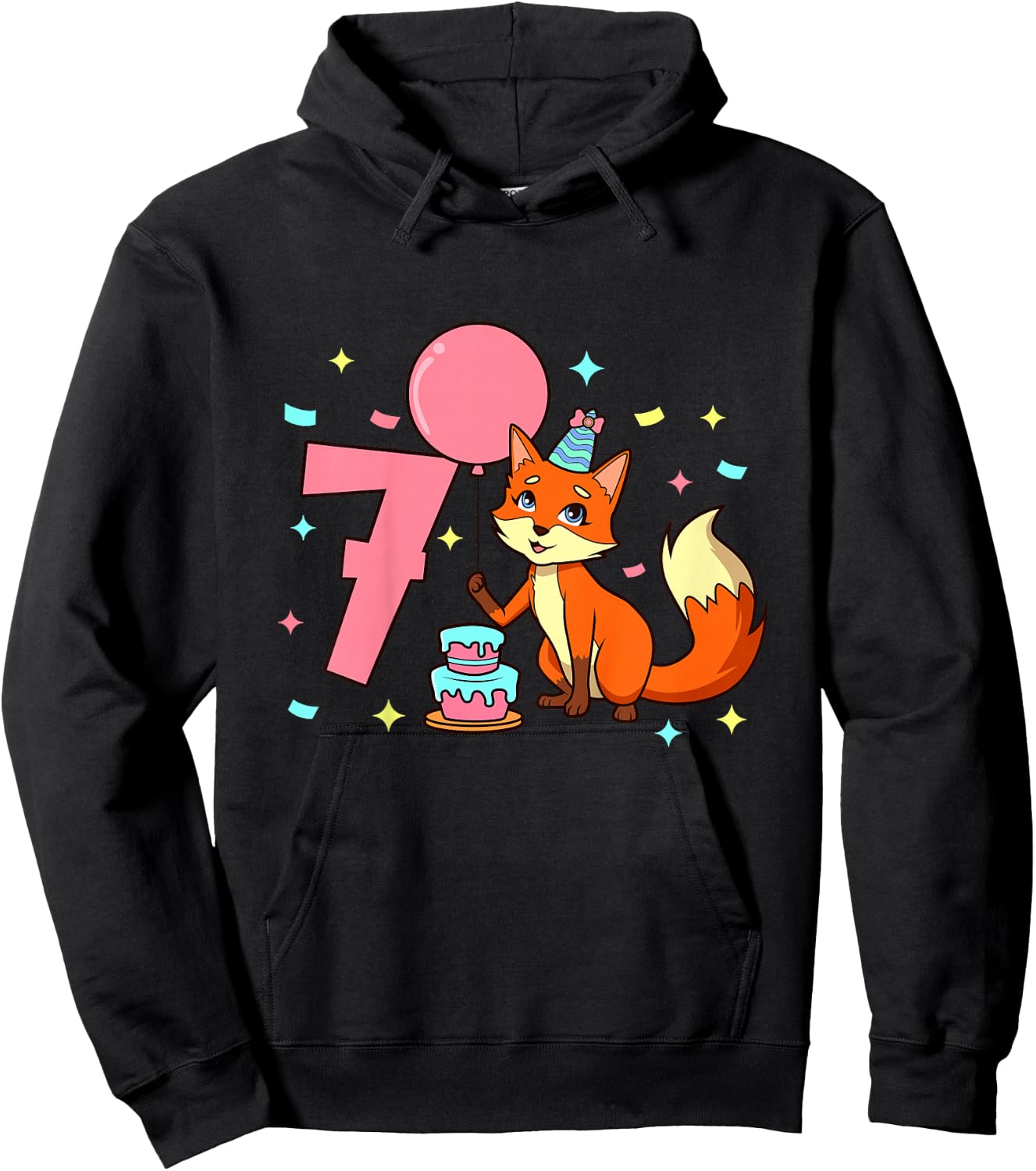 Children's Birthday Shirt Fox - Girls Birthday 7 Years , black Hoodie - Hoodie | Black