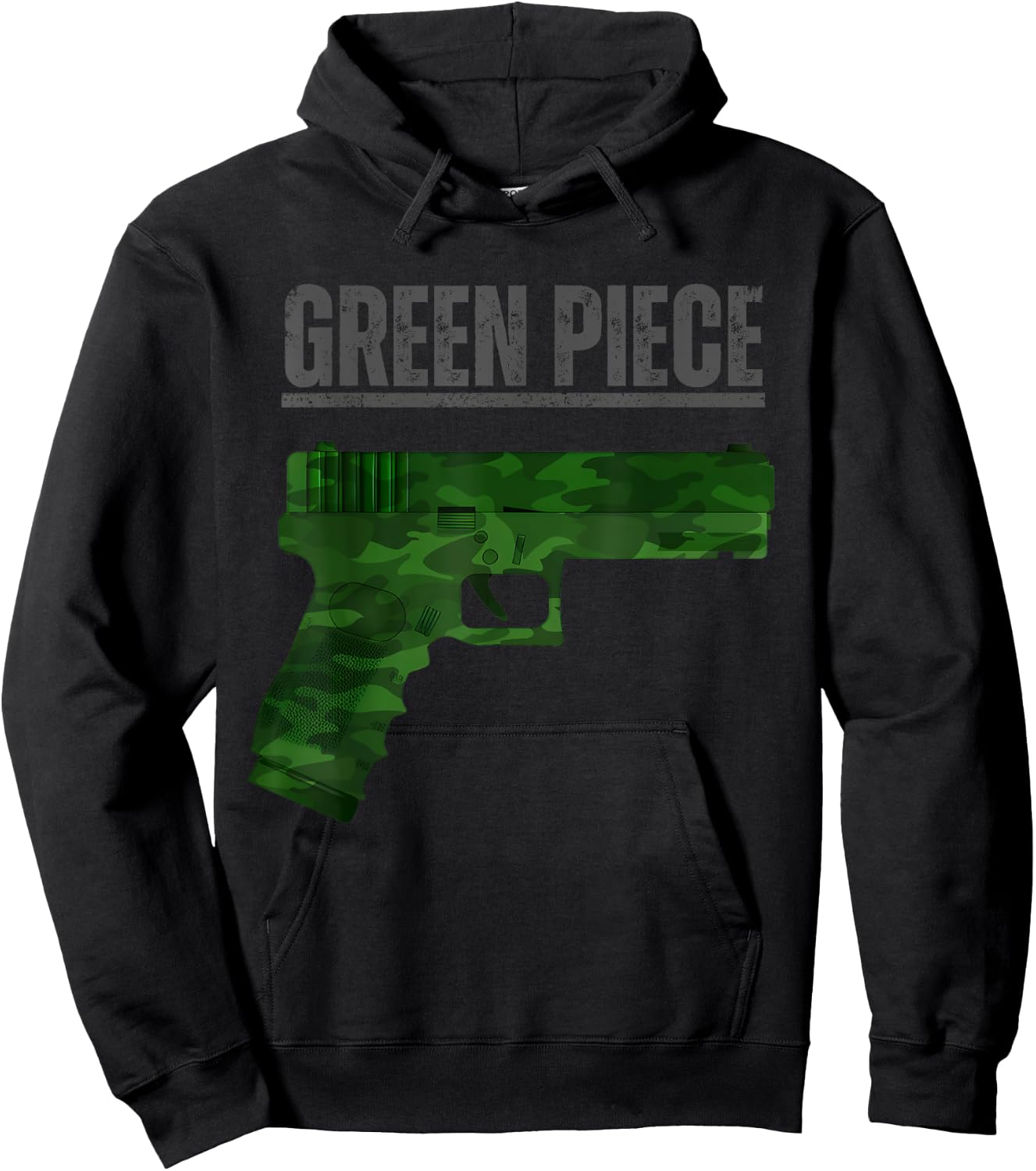 Green Piece Tactical Gun Camo Pistol Design Cool Funny Range Hoodie - Hoodie | Black