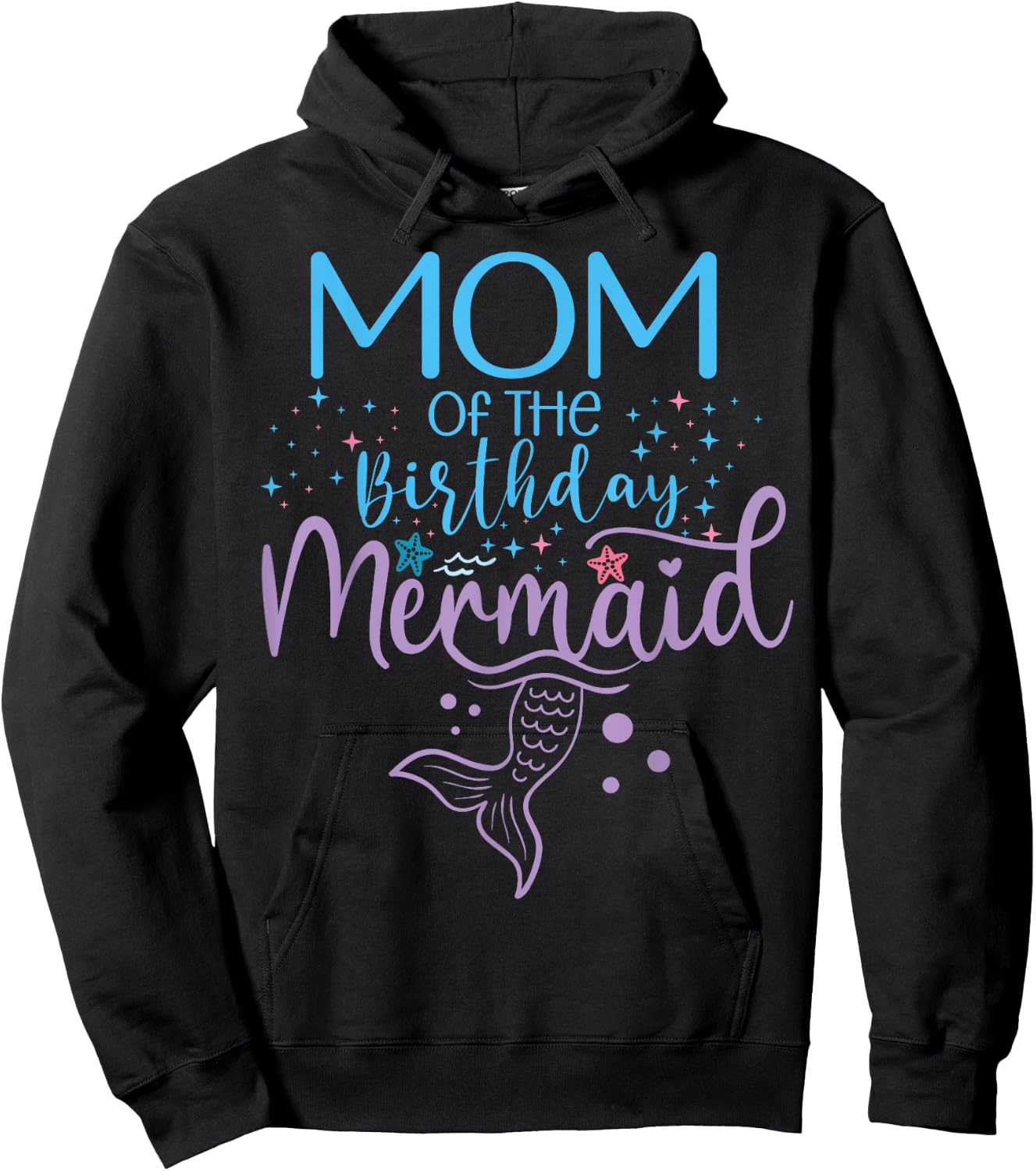 Mom Of The Birthday Mermaid Matching Family Party Hoodie - Hoodie | Black