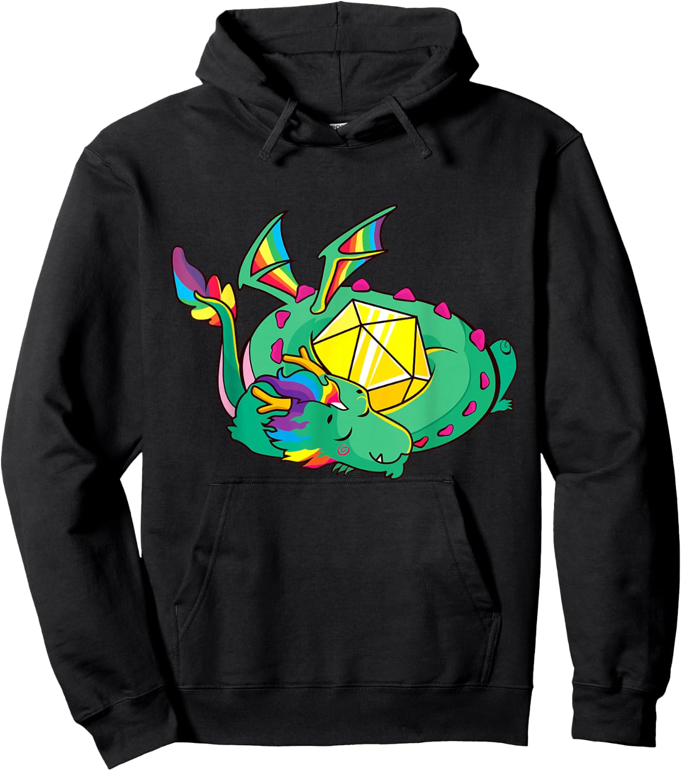 Kawaii Dragon D20 Dice Rolepaying Games TTRPG Boys Kids Men Hoodie - Hoodie | Black