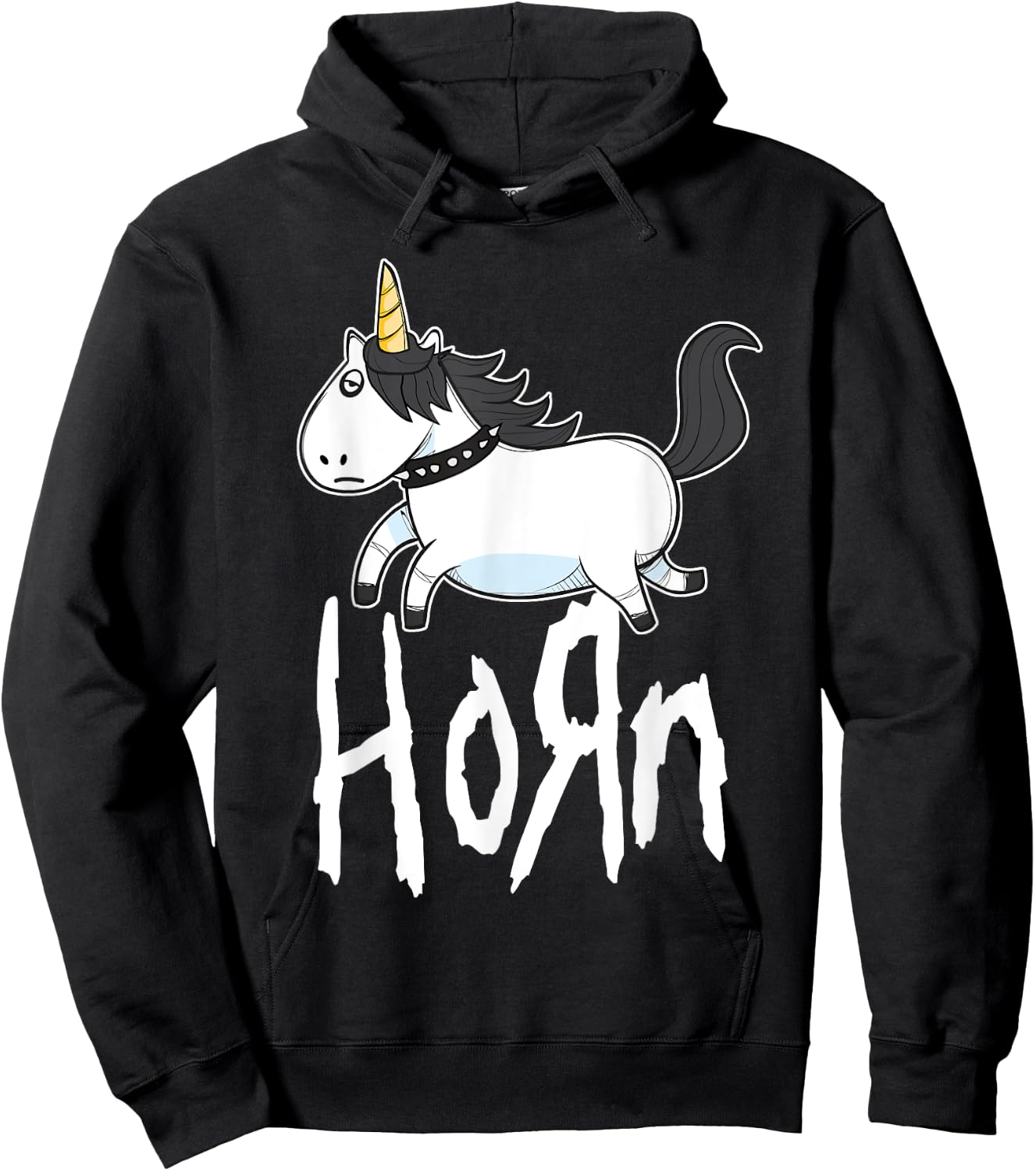HORN Funny Emo Unicorn Heavy Rock Band Fan Hoodie - Hoodie | Black