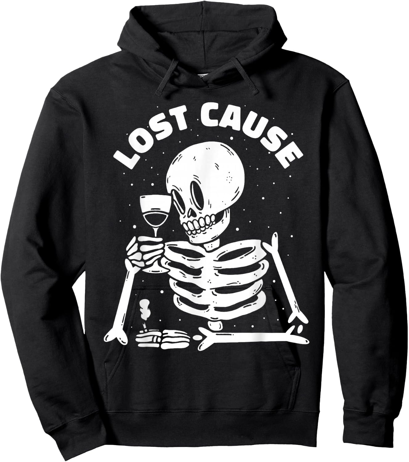 Lost Cause Skeleton Sarcastic Dark Humor Gothic Doomer Art Hoodie - Hoodie | Black