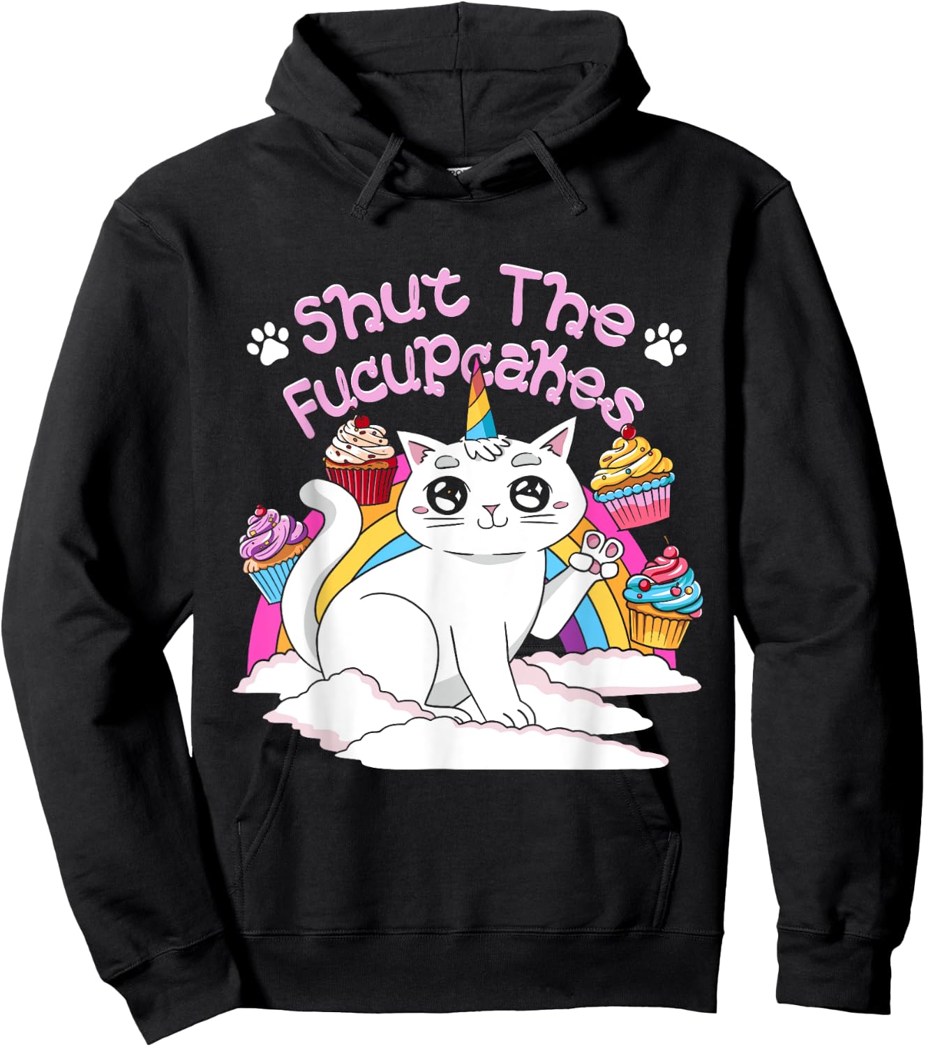 Cupcake Shut The Fucupcakes Cat Unicorn Caticorn Hoodie - Hoodie | Black