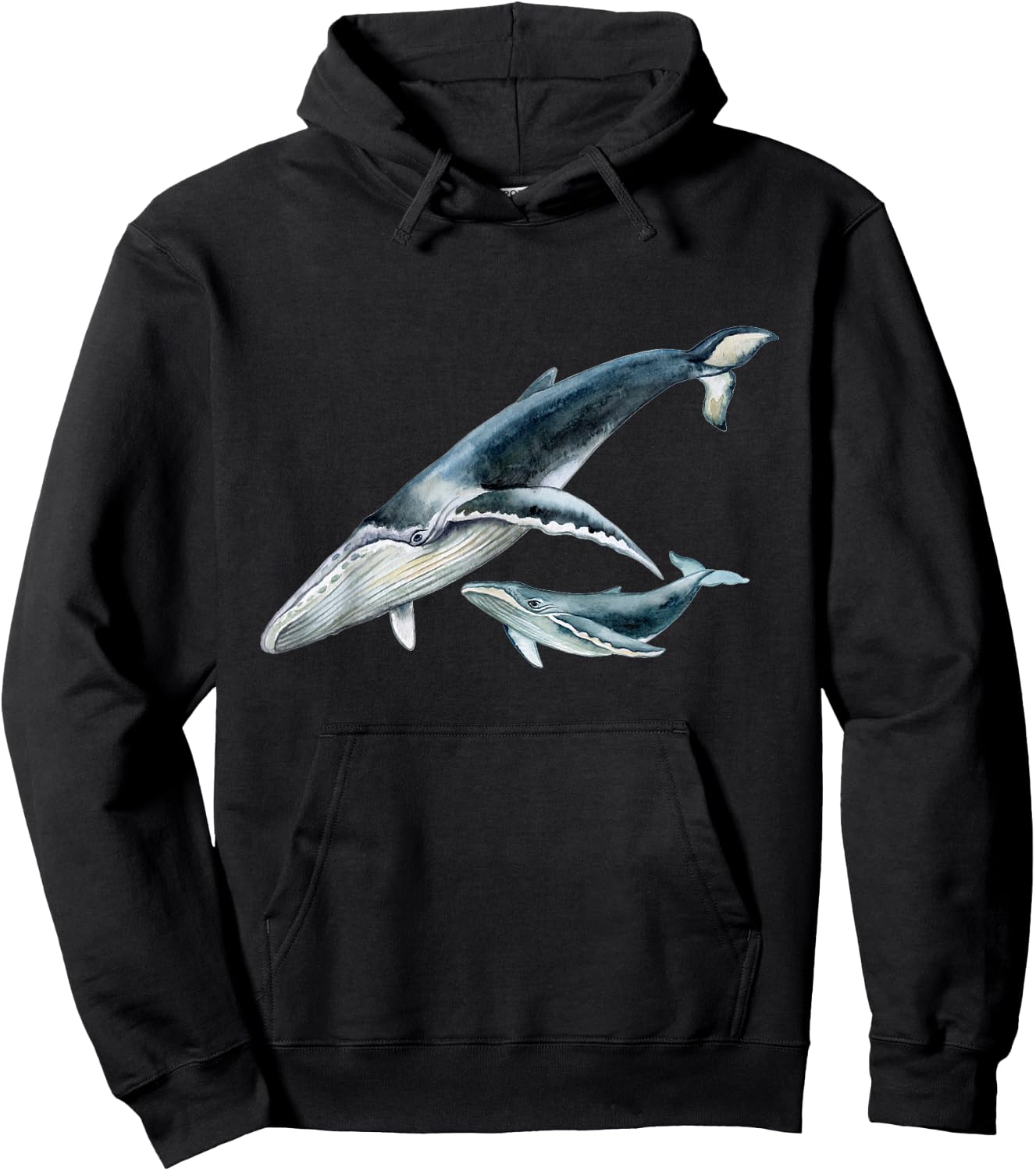 #snirt Blauwal mit Kalb Wal Buckelwal Baby Wal Hoodie - Hoodie | Black