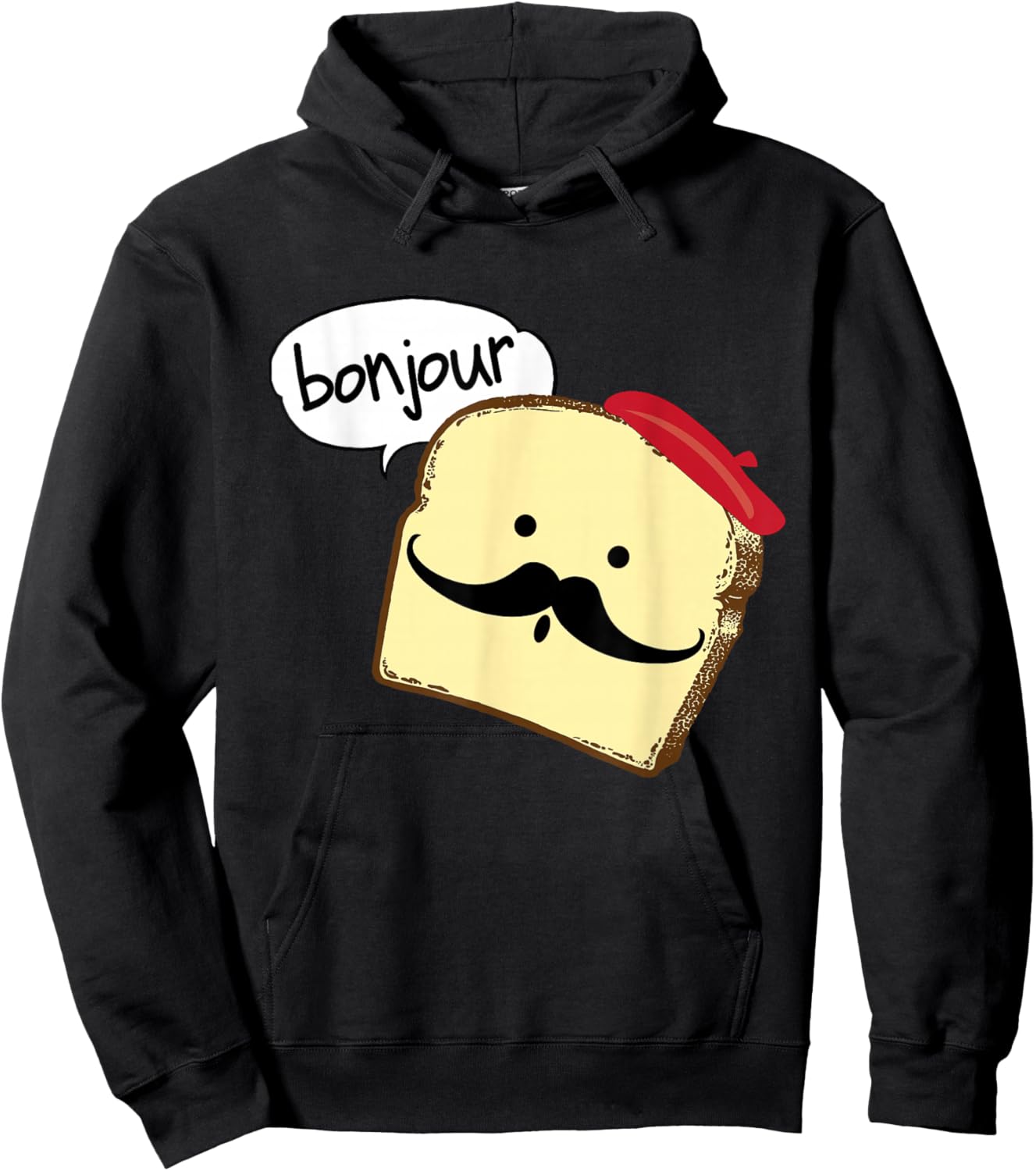 Bonjour Cute French Toast Funny Love France Foodie Humor Hoodie - Hoodie | Black