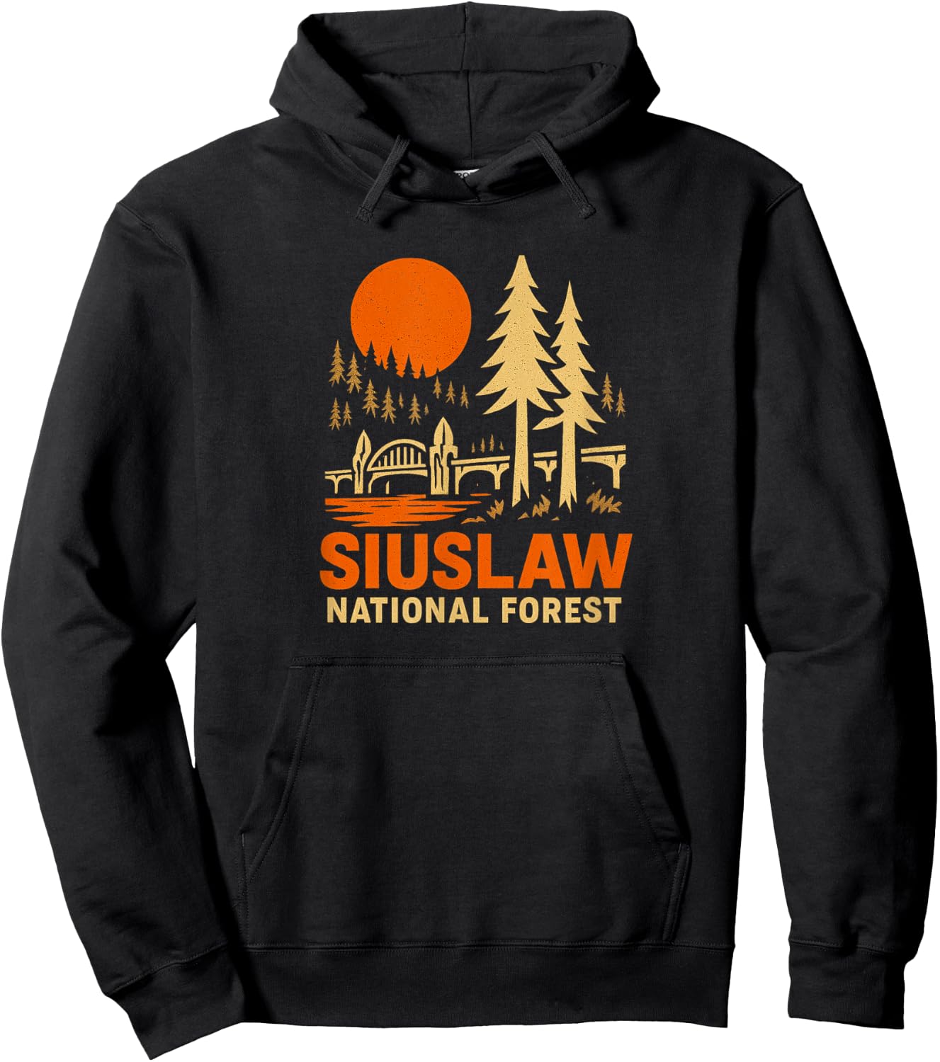 Siuslaw National Forest Vintage Style Design Hoodie - Hoodie | Black