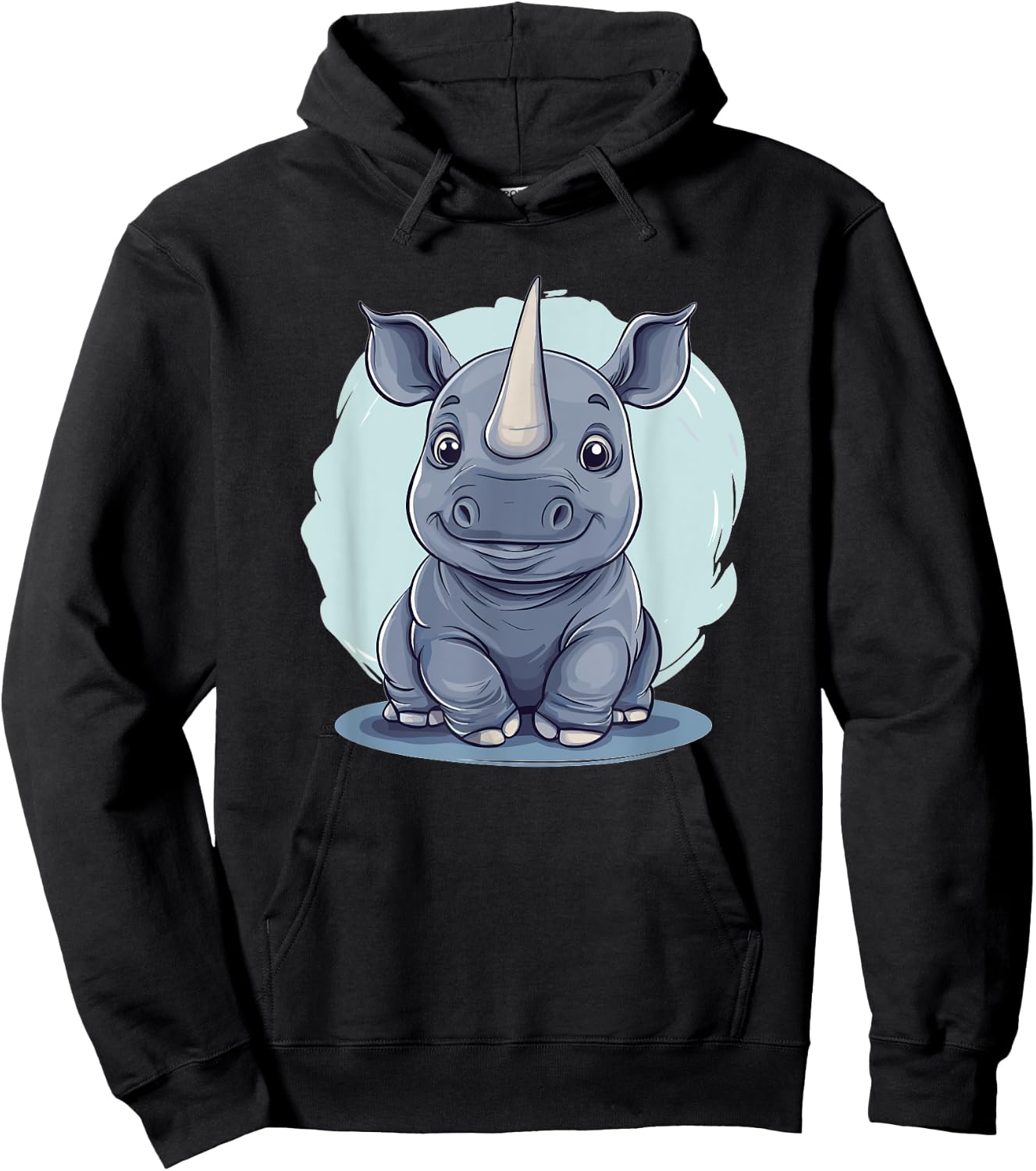 Cute Baby Rhino Illustration Hoodie - Hoodie | Black