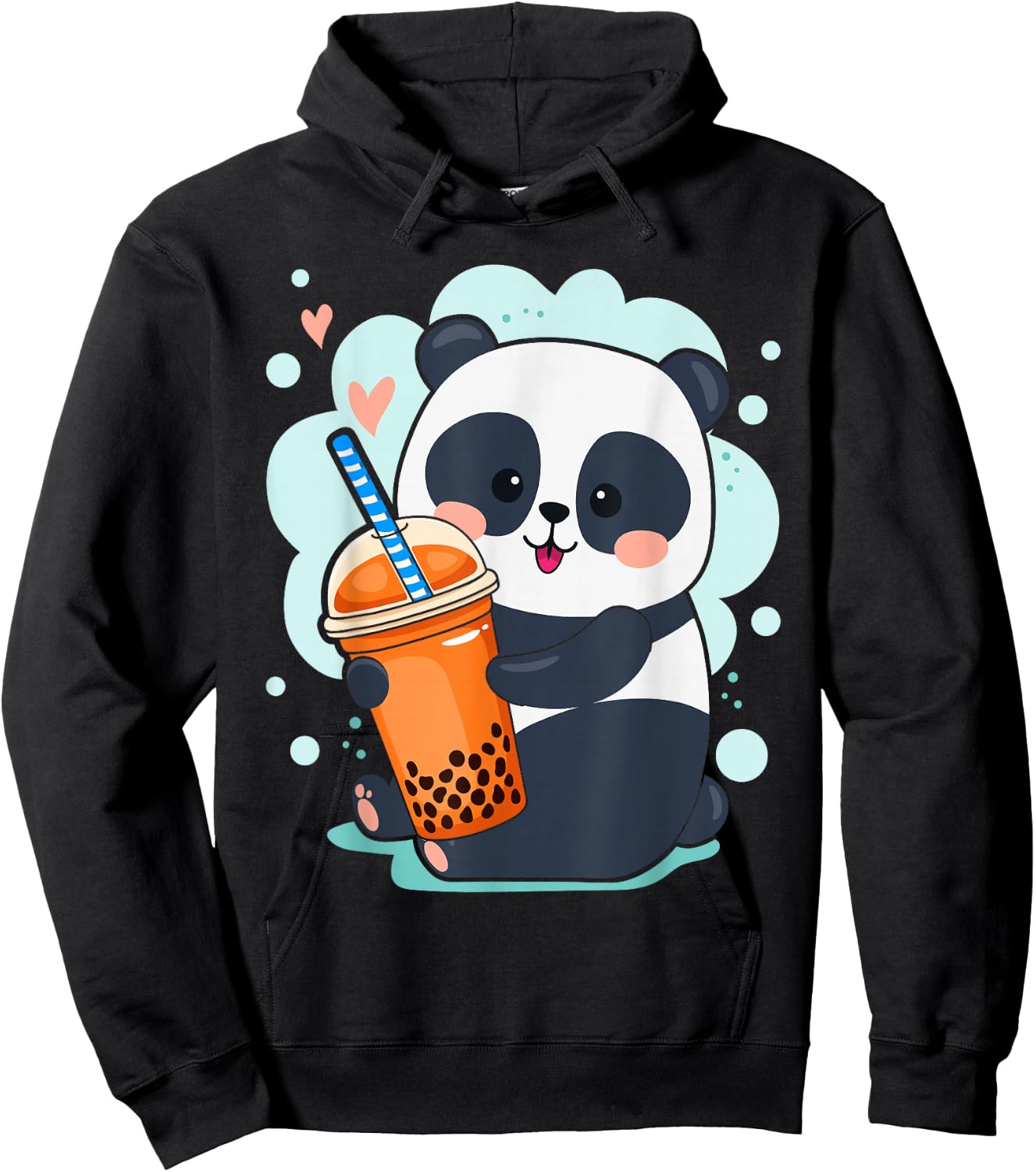 Kawaii Panda Anime Boba Drink Bubble Tea Tapioca Small Hoodie - Hoodie | Black
