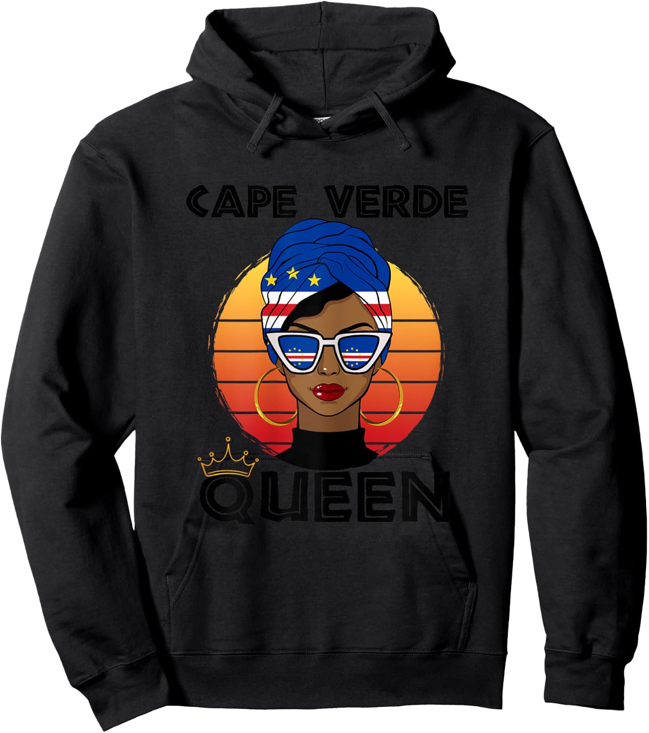 Cabo Verdian Queen African Queen Cabo Verde Flag Cabo Verde , white, Female X-Small Hoodie - Hoodie | Black